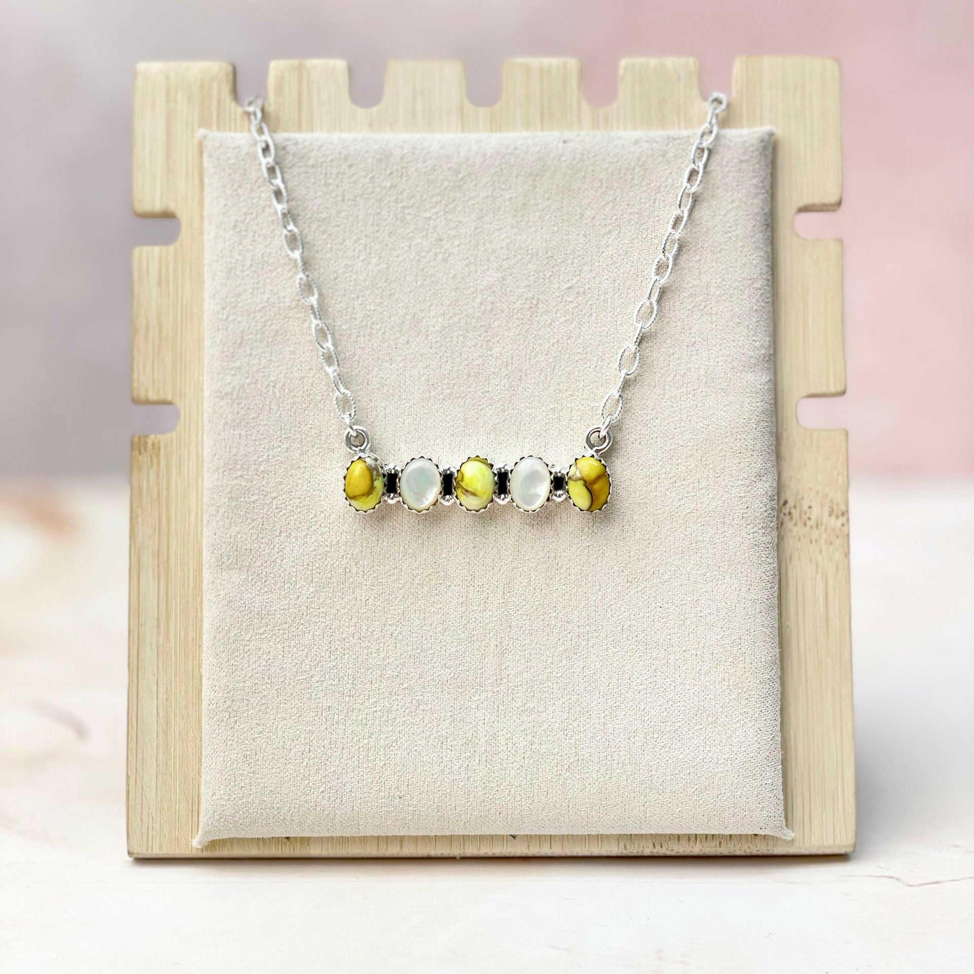 Multi Gem and MOP Bar Necklace-Necklaces-Krush Kandy, Women's Online Fashion Boutique Located in Phoenix, Arizona (Scottsdale Area)