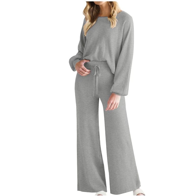 LUXE Soft Long Sleeve & Wide Leg Pant Lounge Set-Pants-Krush Kandy, Women's Online Fashion Boutique Located in Phoenix, Arizona (Scottsdale Area)