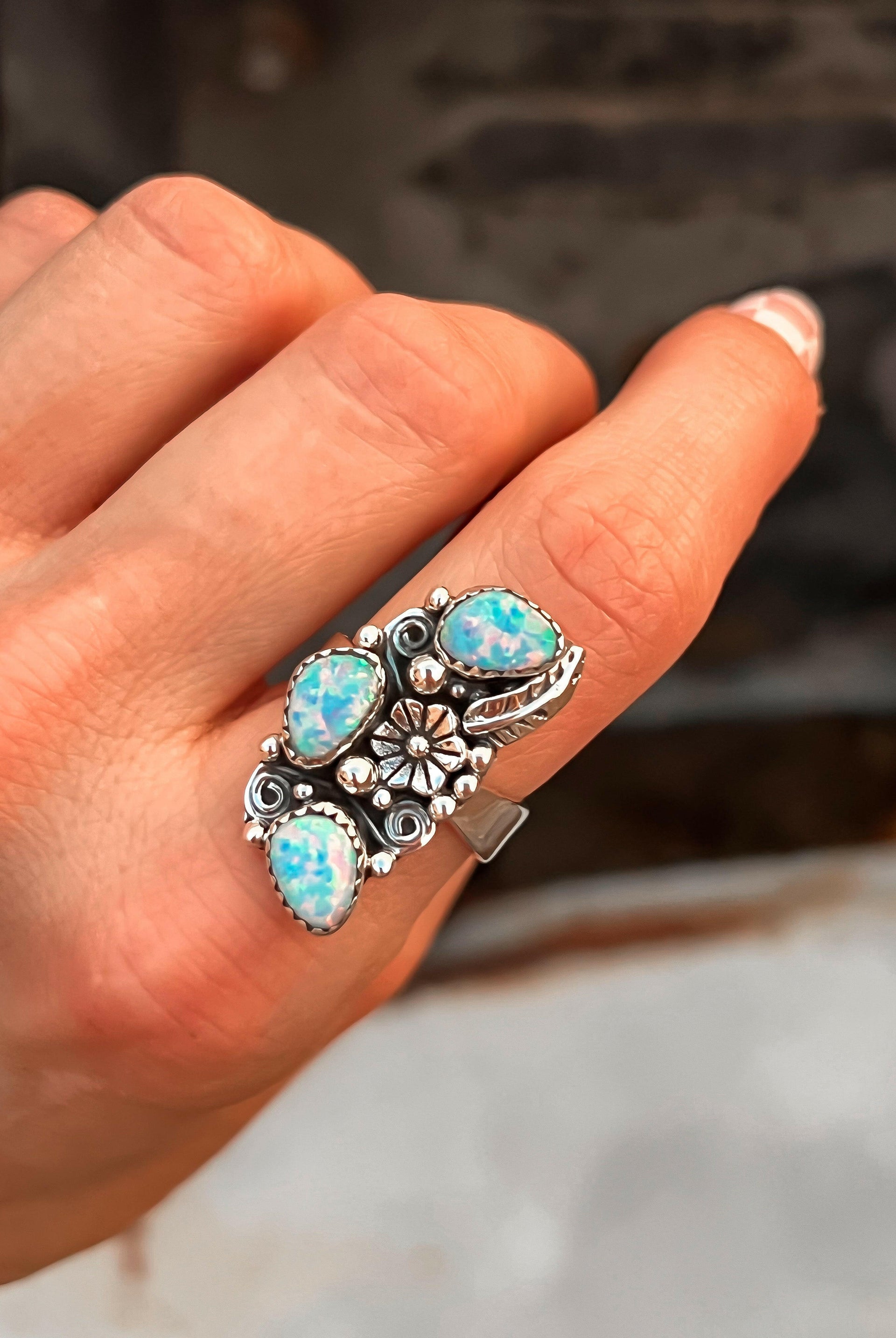 The Henley Triple Stone Flower Ring MADE TO ORDER-Cluster Rings-Krush Kandy, Women's Online Fashion Boutique Located in Phoenix, Arizona (Scottsdale Area)