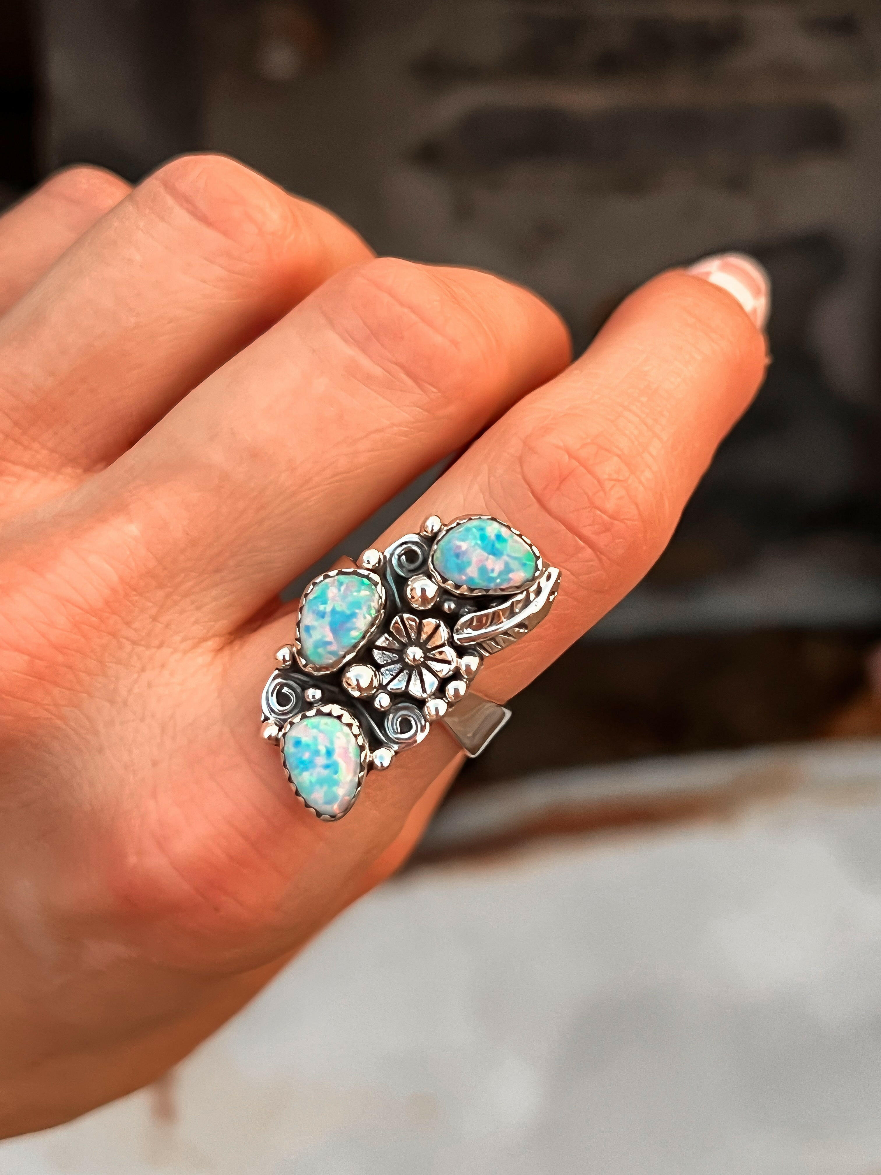 The Henley Triple Stone Flower Ring MADE TO ORDER-Cluster Rings-Krush Kandy, Women's Online Fashion Boutique Located in Phoenix, Arizona (Scottsdale Area)
