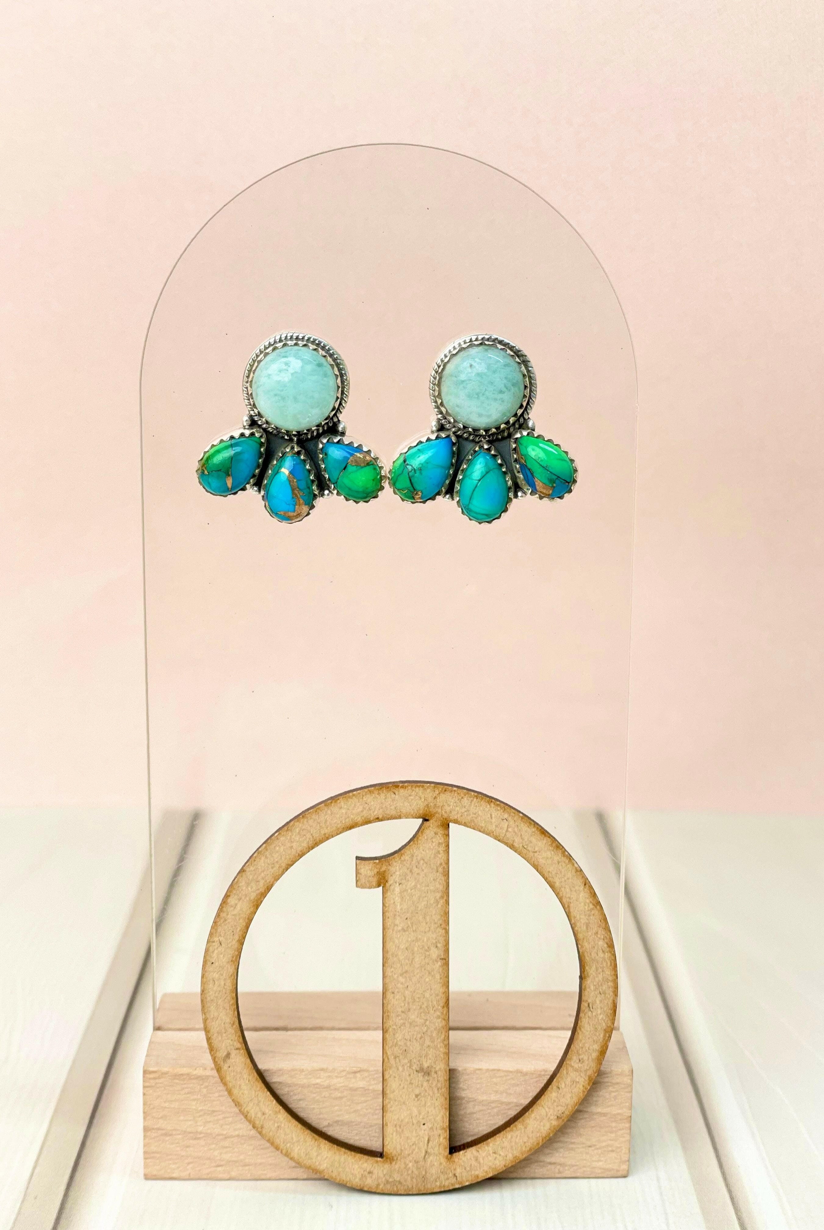 Vibrant Soul Peacock Dahlia Earrings-Earrings-Krush Kandy, Women's Online Fashion Boutique Located in Phoenix, Arizona (Scottsdale Area)