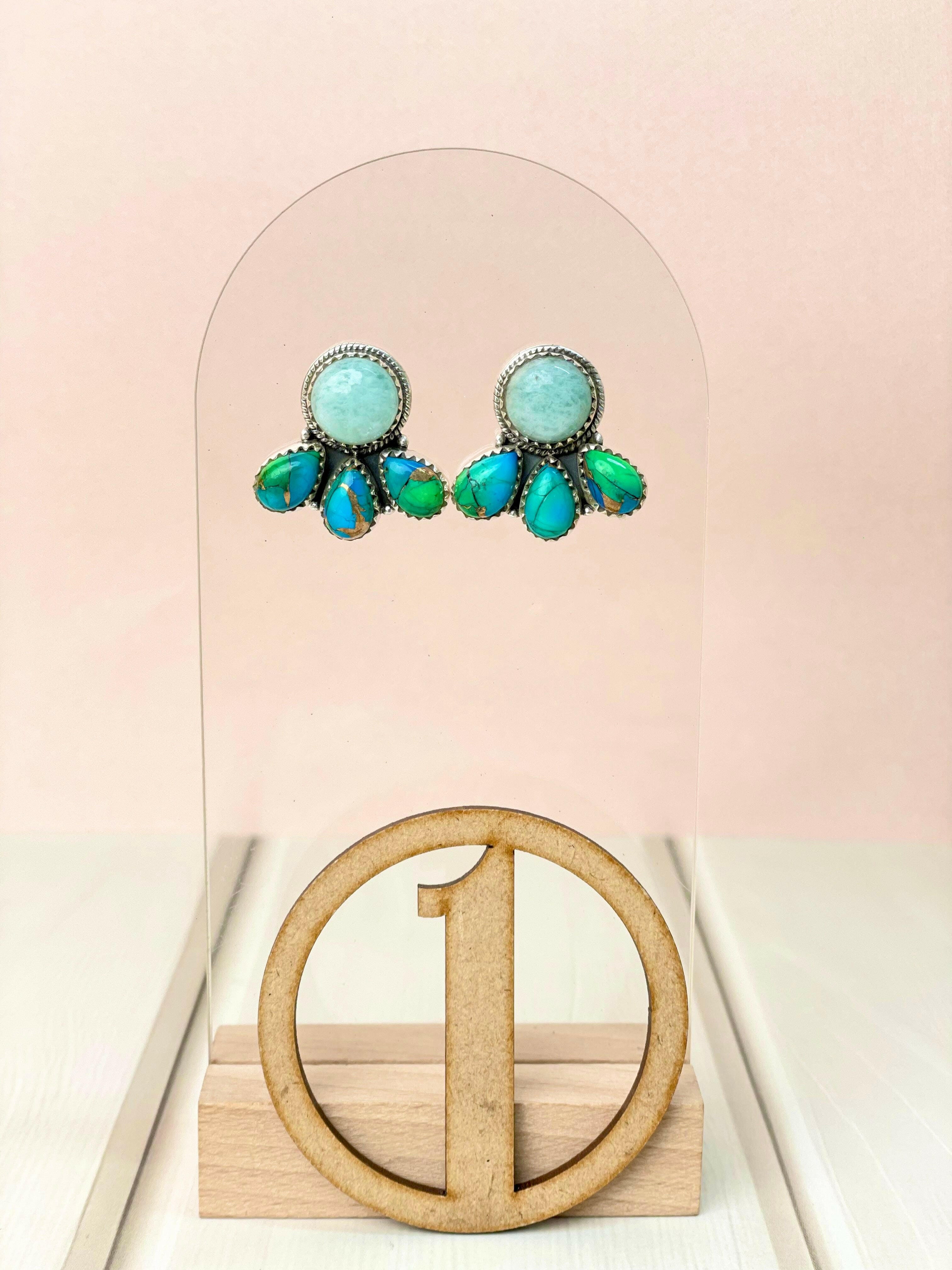Vibrant Soul Peacock Dahlia Earrings-Earrings-Krush Kandy, Women's Online Fashion Boutique Located in Phoenix, Arizona (Scottsdale Area)