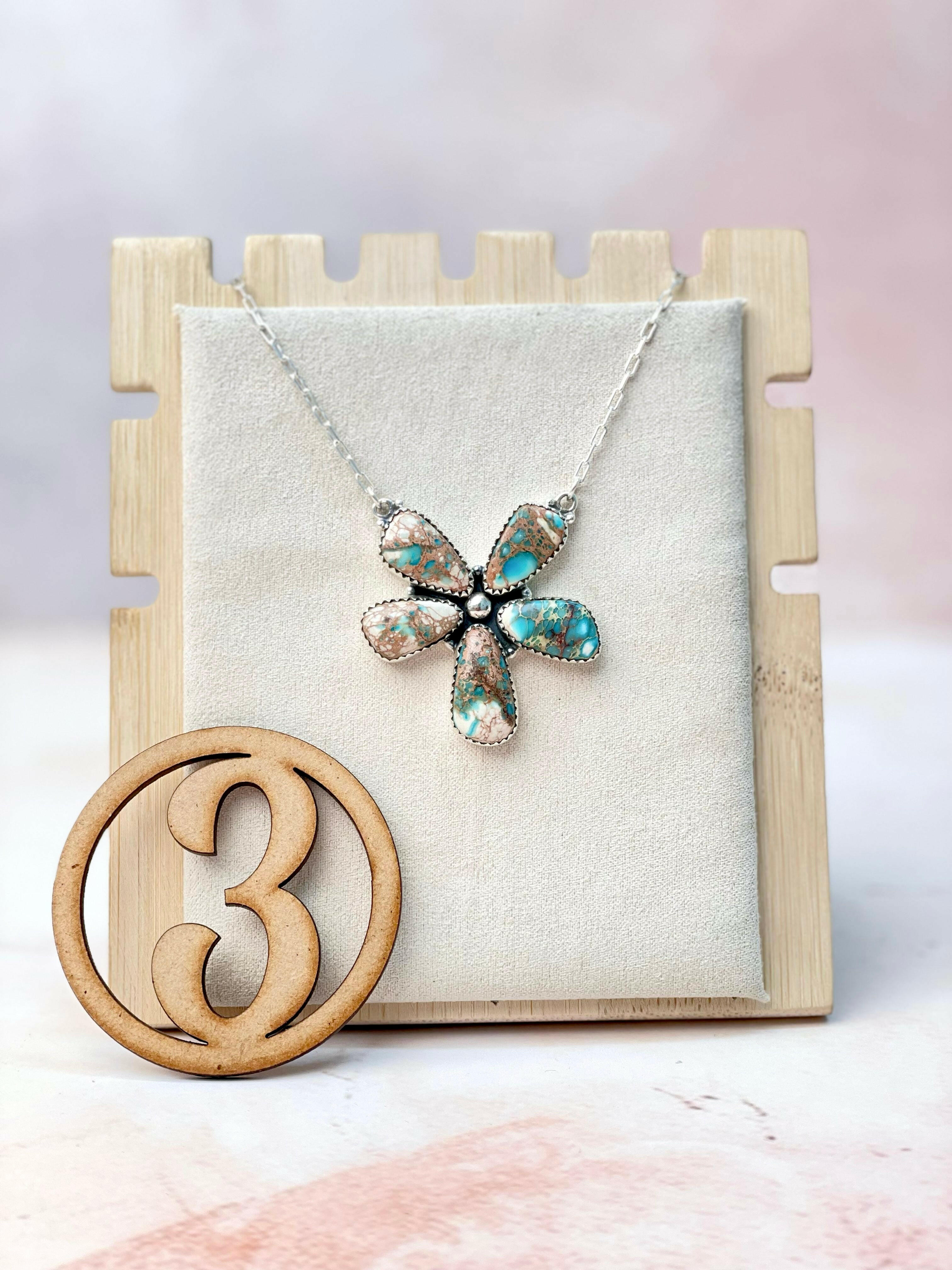 Desert Jasper Blue Flower Petals Necklace MADE TO ORDER-Necklaces-Krush Kandy, Women's Online Fashion Boutique Located in Phoenix, Arizona (Scottsdale Area)
