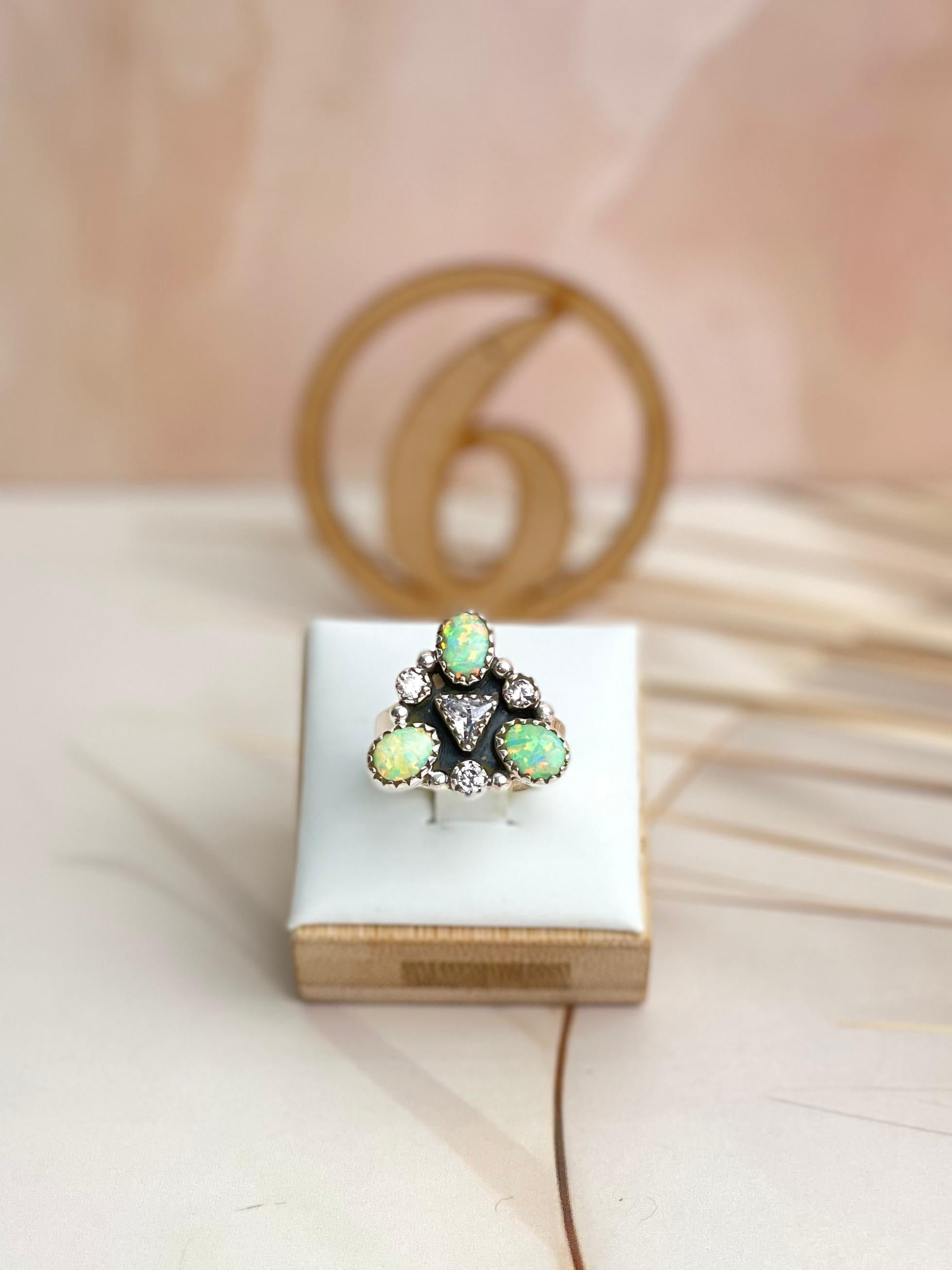 Opal Triad Cluster Rings-Rings-Krush Kandy, Women's Online Fashion Boutique Located in Phoenix, Arizona (Scottsdale Area)