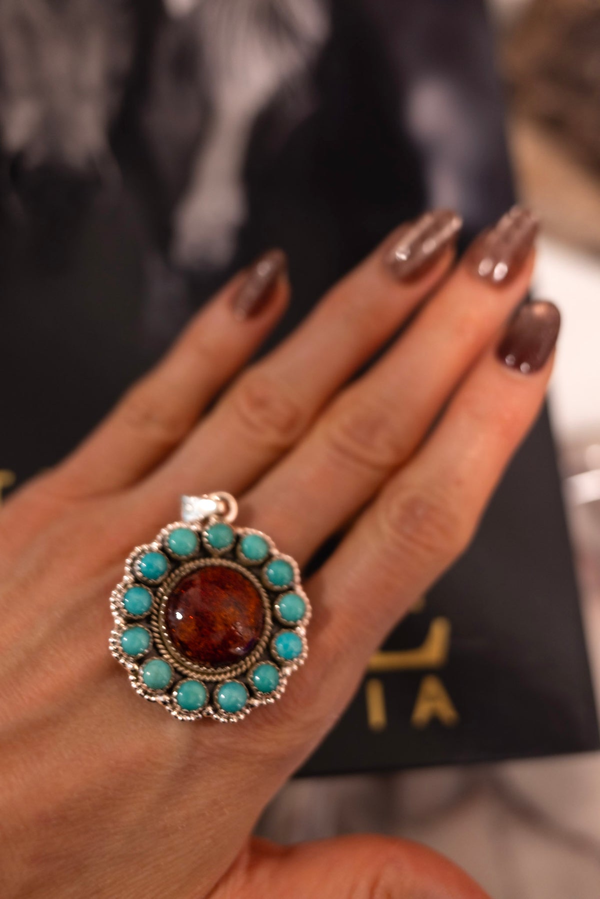 Elite Baddie Desert Ember Turquoise Halo Pendant.jpeg