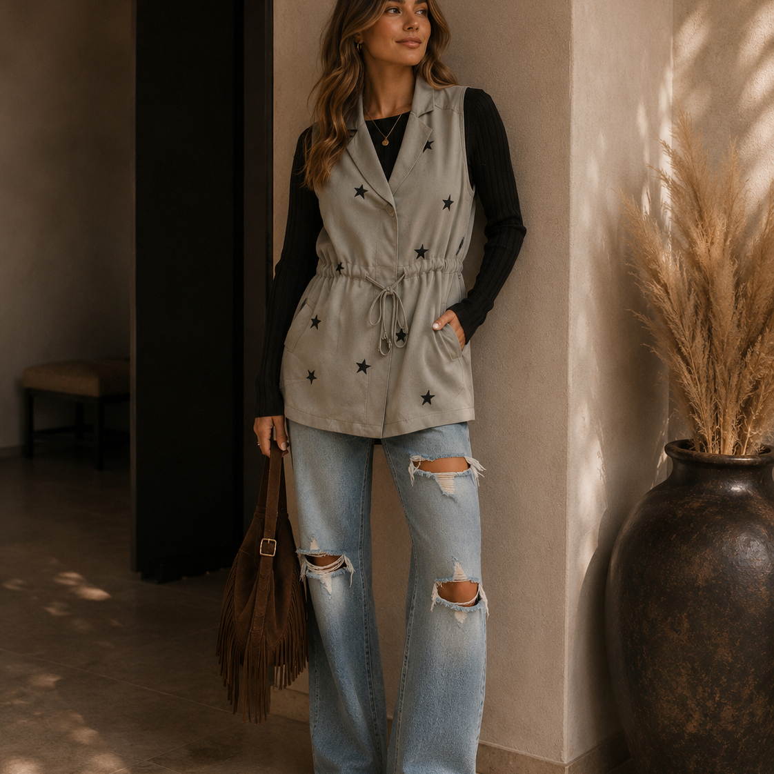 Excursion Cinched Waist Twill Vest