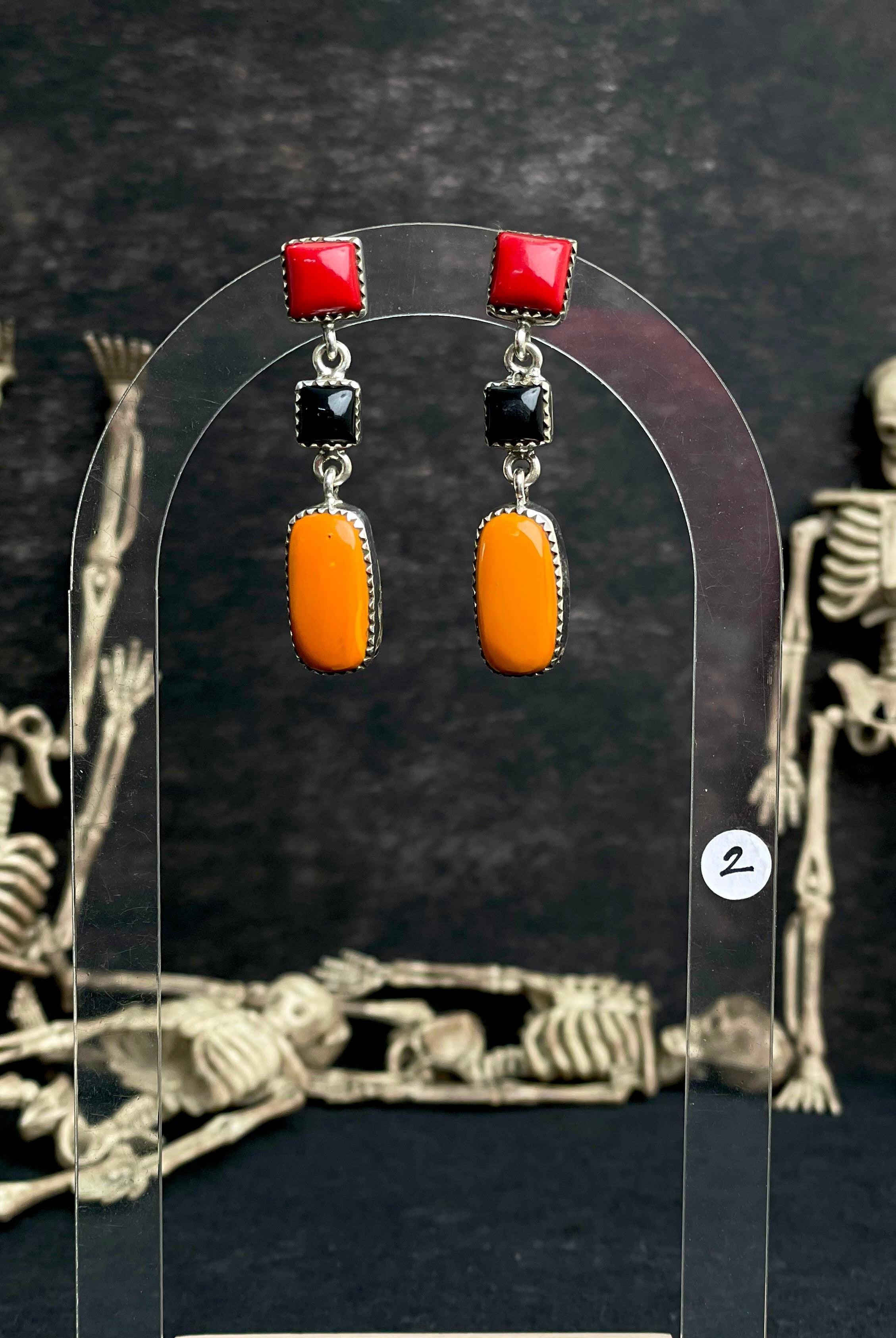 Halloween Studs Rosarita & Black Onyx sno 24-Earrings-Krush Kandy, Women's Online Fashion Boutique Located in Phoenix, Arizona (Scottsdale Area)