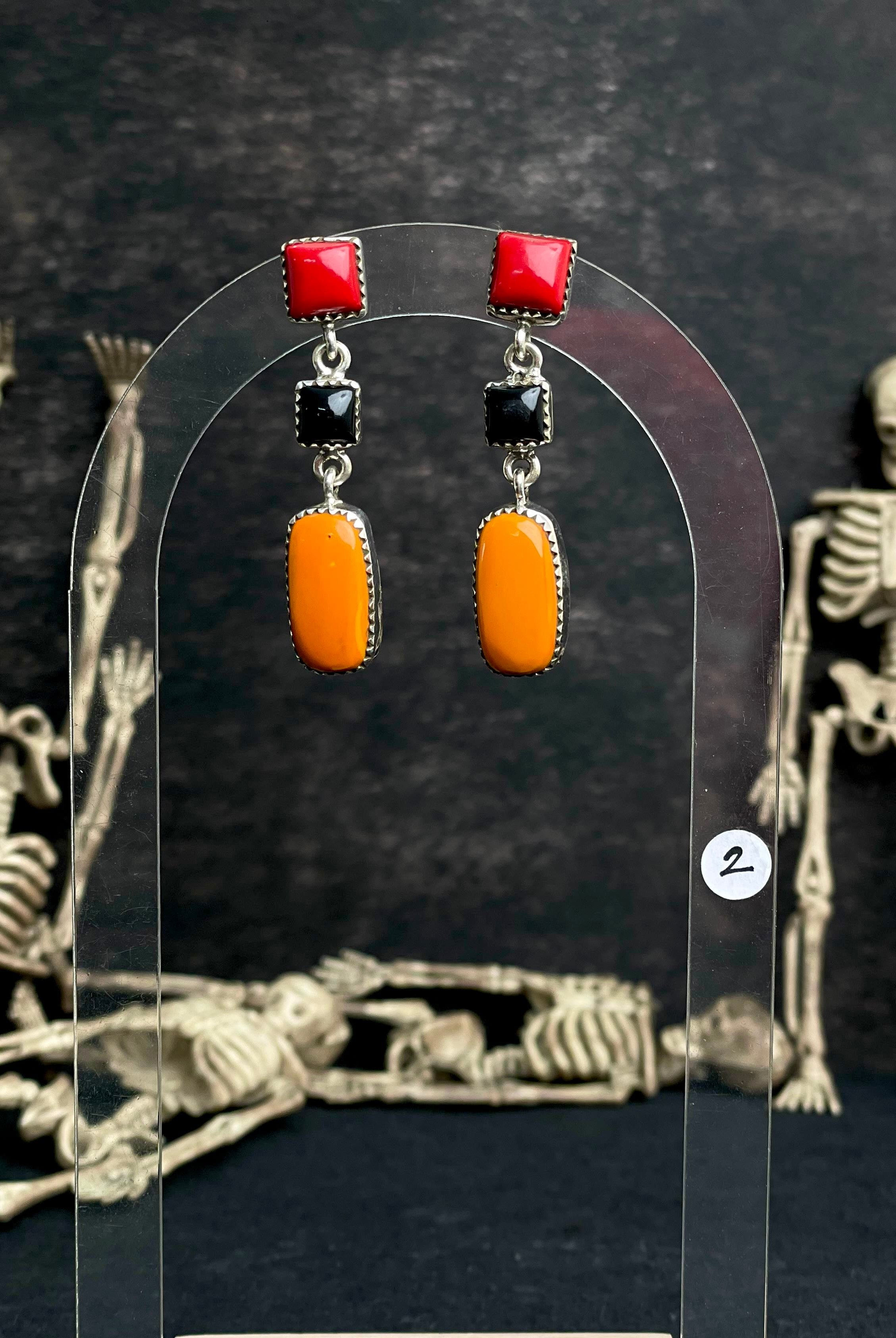 Halloween Studs Rosarita & Black Onyx sno 24-Earrings-Krush Kandy, Women's Online Fashion Boutique Located in Phoenix, Arizona (Scottsdale Area)