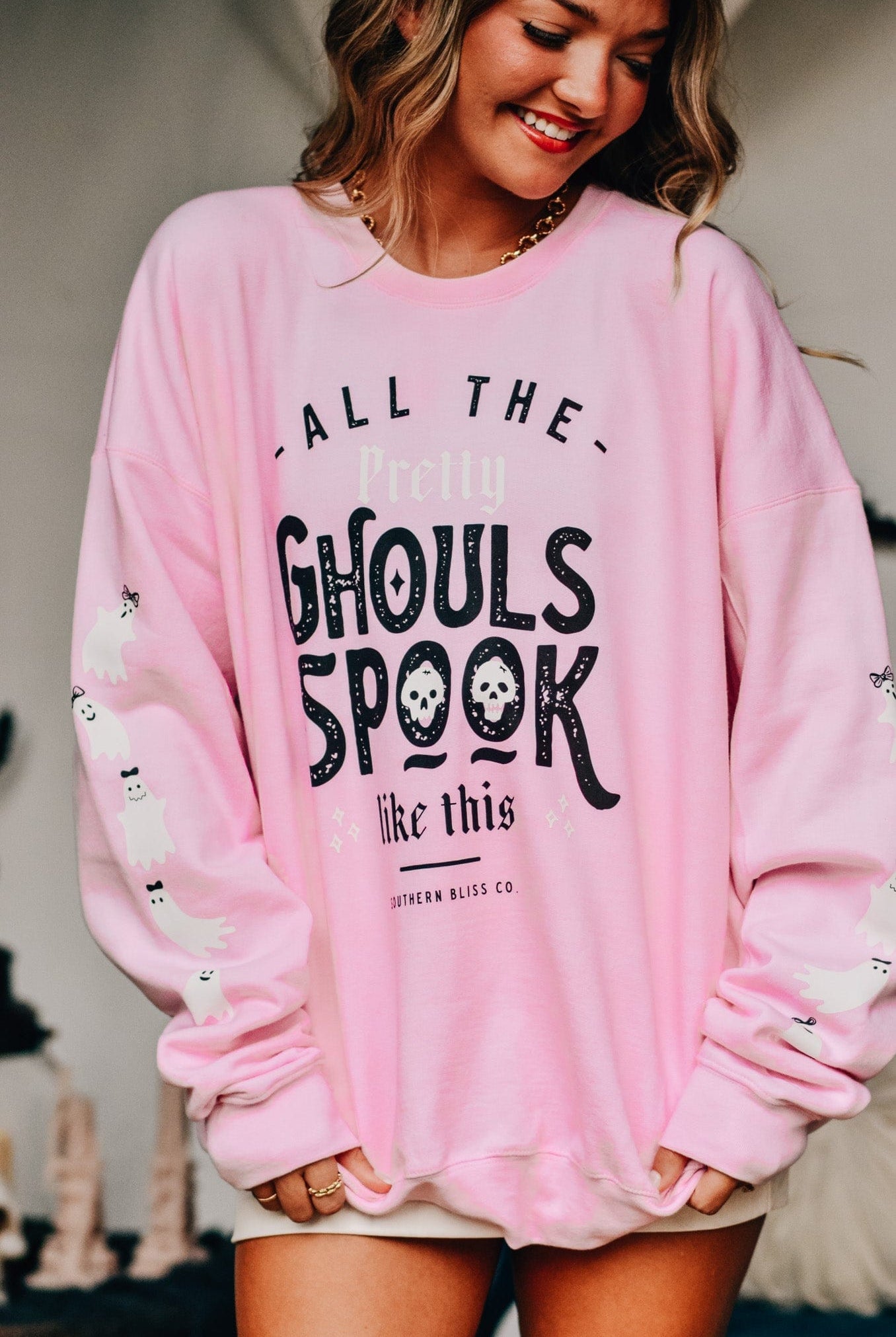 All The Pretty Ghouls Sweatshirt-Krush Kandy, Women's Online Fashion Boutique Located in Phoenix, Arizona (Scottsdale Area)