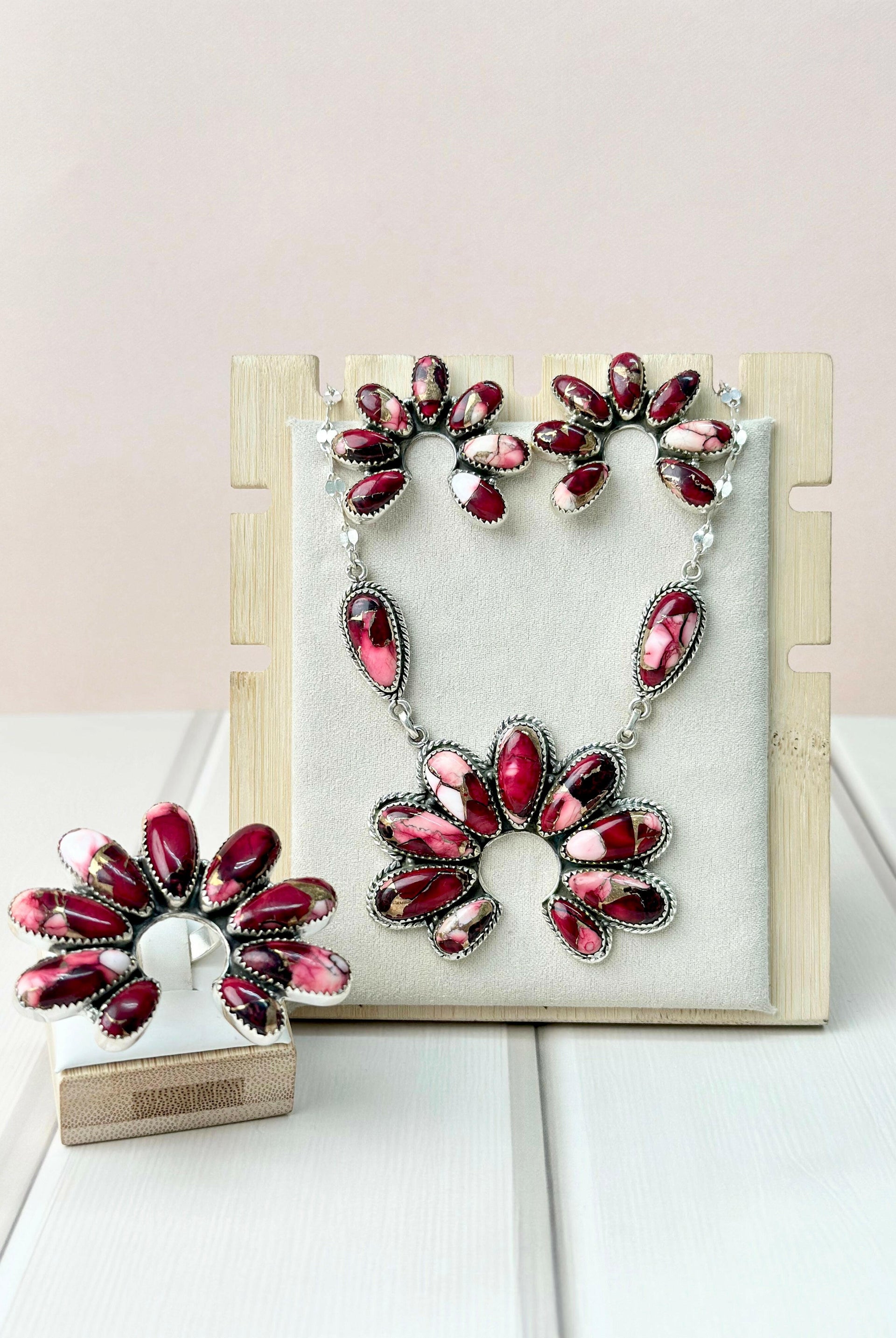 Red Rose Dahlia Big Naja Set-Necklaces-Krush Kandy, Women's Online Fashion Boutique Located in Phoenix, Arizona (Scottsdale Area)