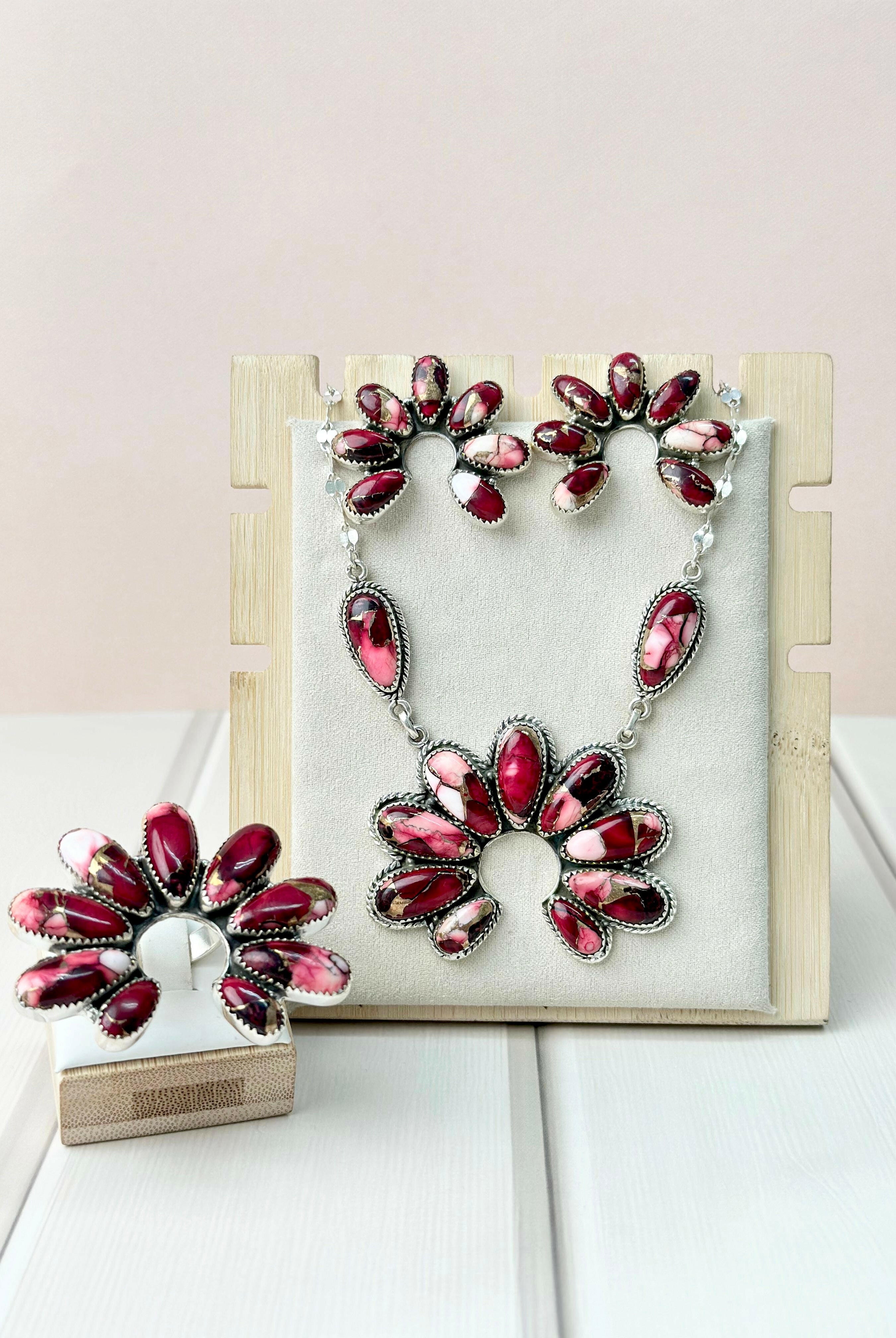 Red Rose Dahlia Big Naja Set-Necklaces-Krush Kandy, Women's Online Fashion Boutique Located in Phoenix, Arizona (Scottsdale Area)