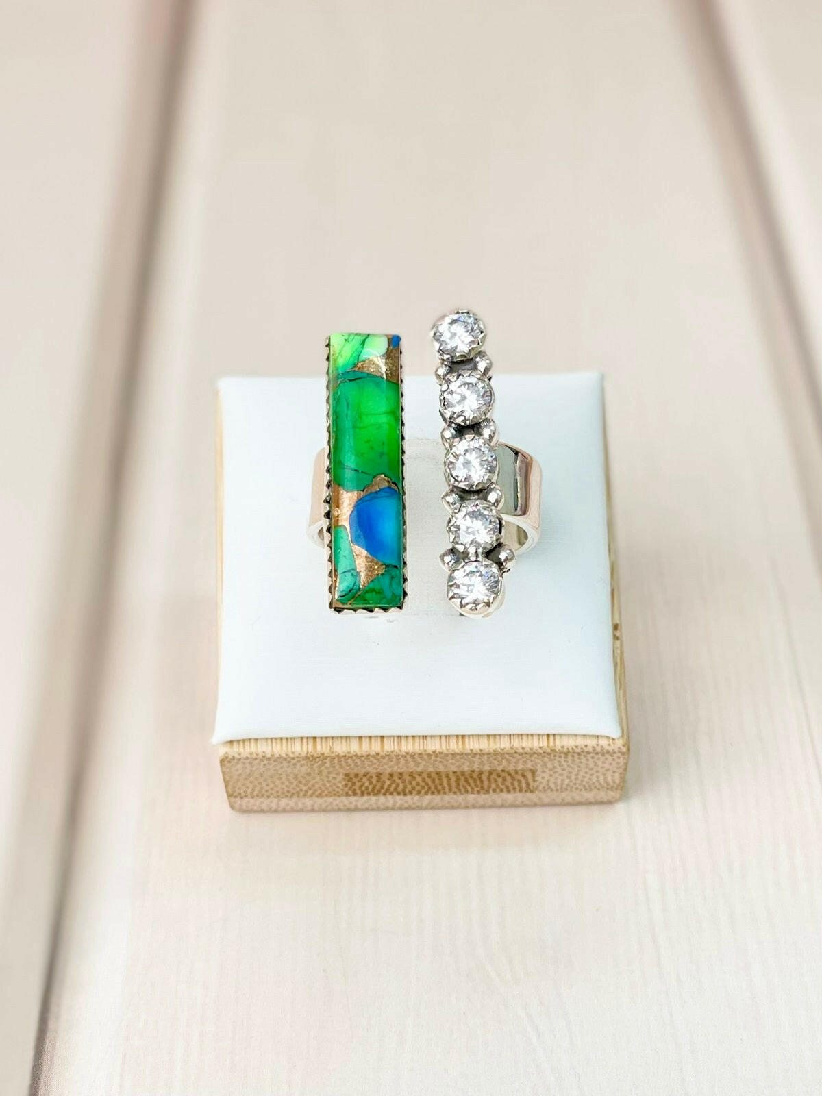 Peacock Dahlia Bar Floater Ring-Rings-Krush Kandy, Women's Online Fashion Boutique Located in Phoenix, Arizona (Scottsdale Area)