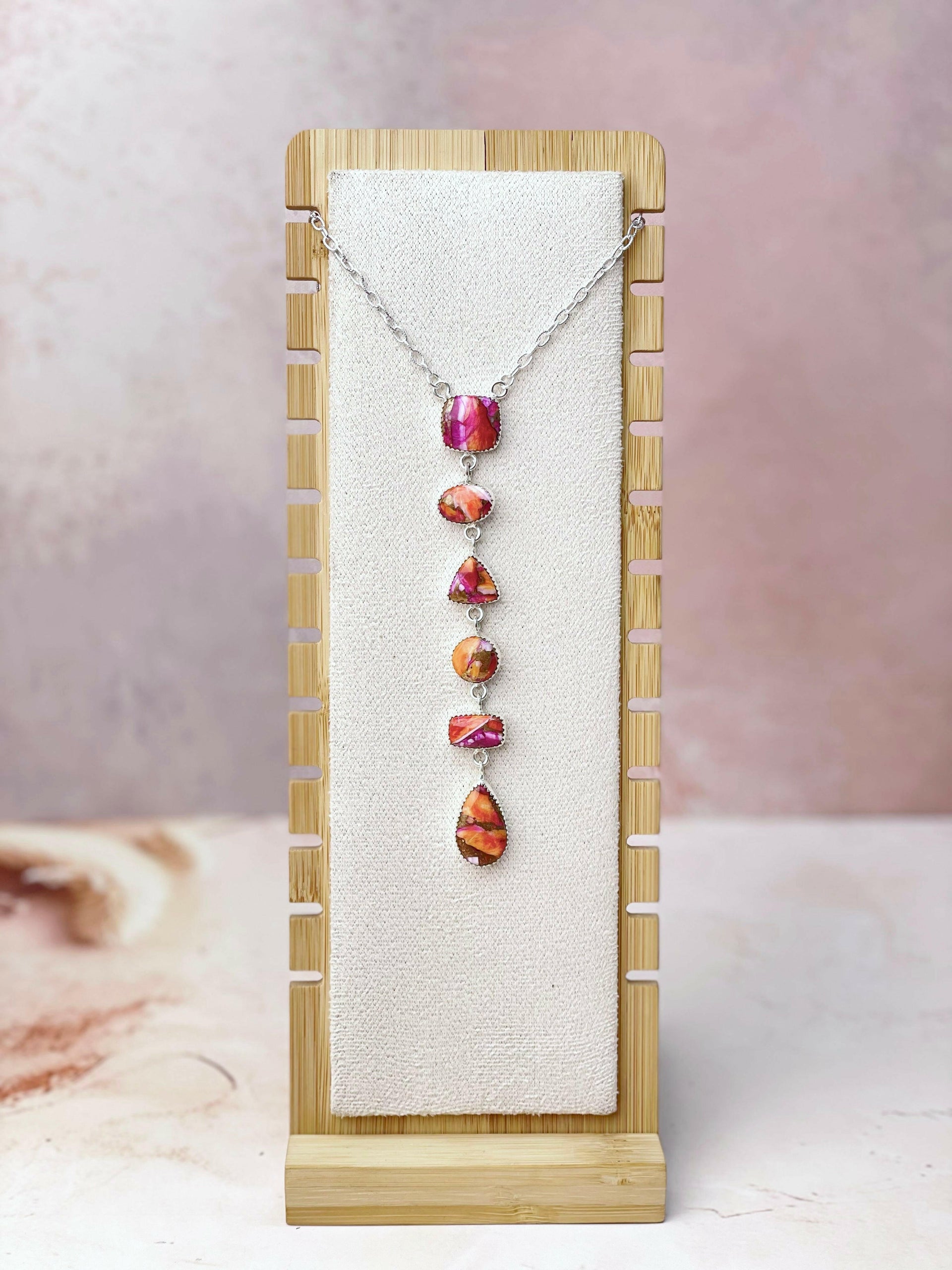 Star Burst Slab Stone Long Lariat Necklace-Necklaces-Krush Kandy, Women's Online Fashion Boutique Located in Phoenix, Arizona (Scottsdale Area)