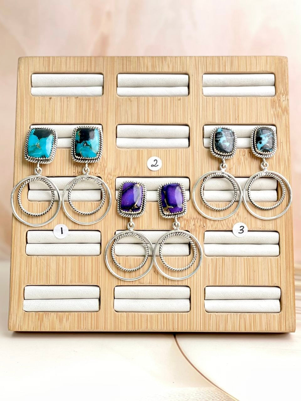 Multi Stone Double Hoop Earrings sno 12-Earrings-Krush Kandy, Women's Online Fashion Boutique Located in Phoenix, Arizona (Scottsdale Area)