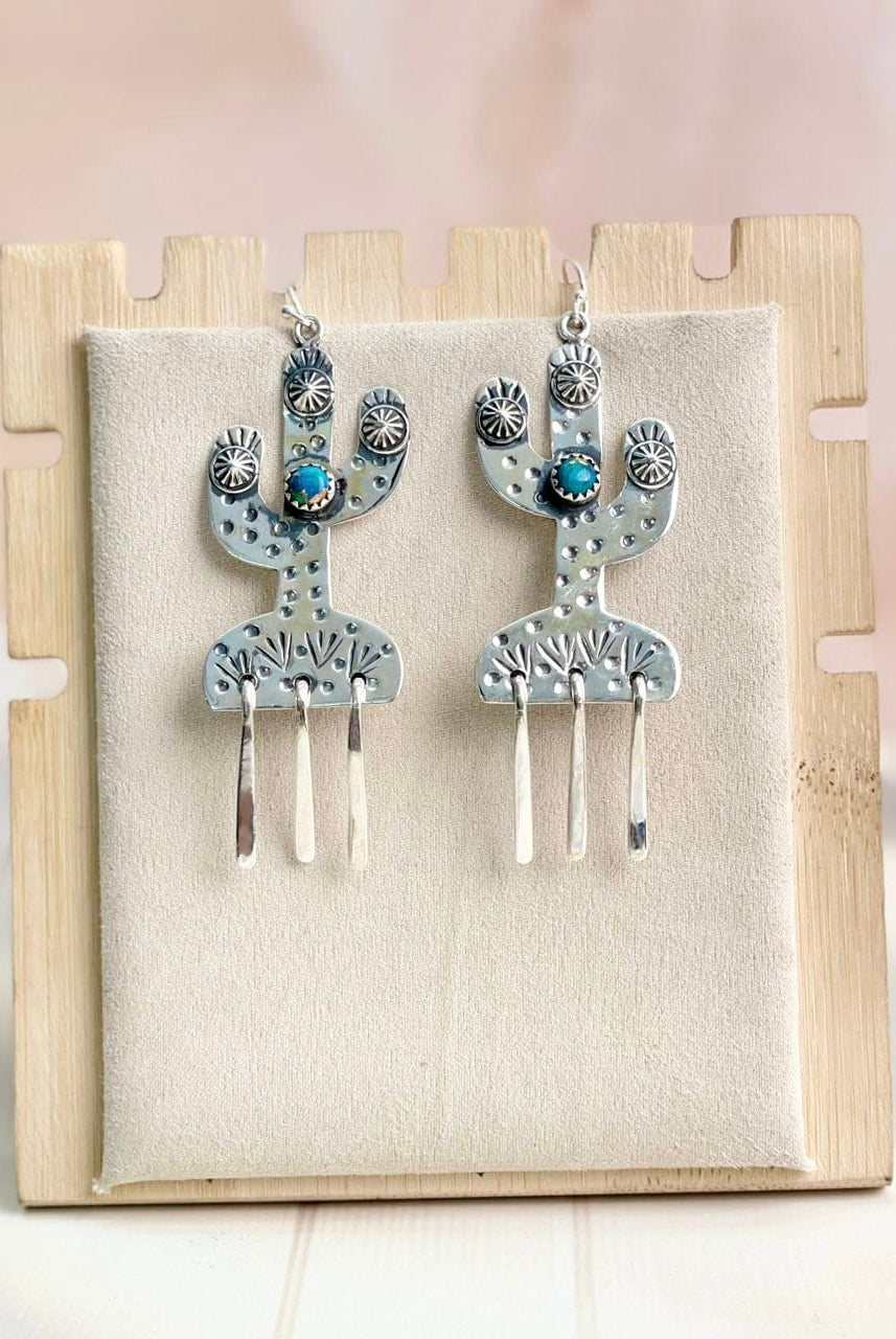 Boho Fringe Cactus Dangle Earrings-Earrings-Krush Kandy, Women's Online Fashion Boutique Located in Phoenix, Arizona (Scottsdale Area)