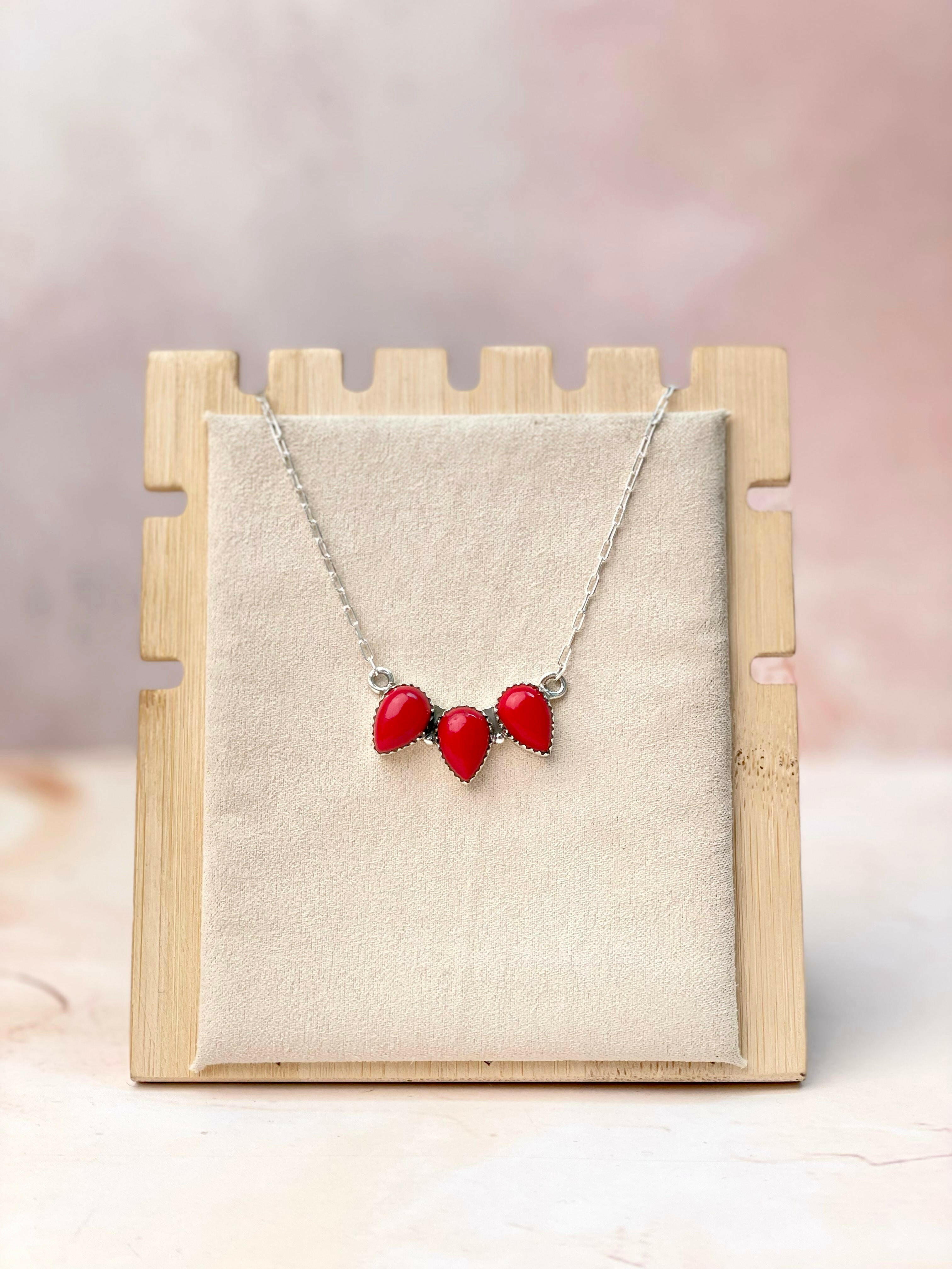 Three Pear Red Rosarita Necklace-Necklaces-Krush Kandy, Women's Online Fashion Boutique Located in Phoenix, Arizona (Scottsdale Area)