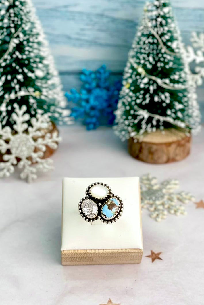 Winter Frost Golden Hills Ring Cluster-Rings-Krush Kandy, Women's Online Fashion Boutique Located in Phoenix, Arizona (Scottsdale Area)