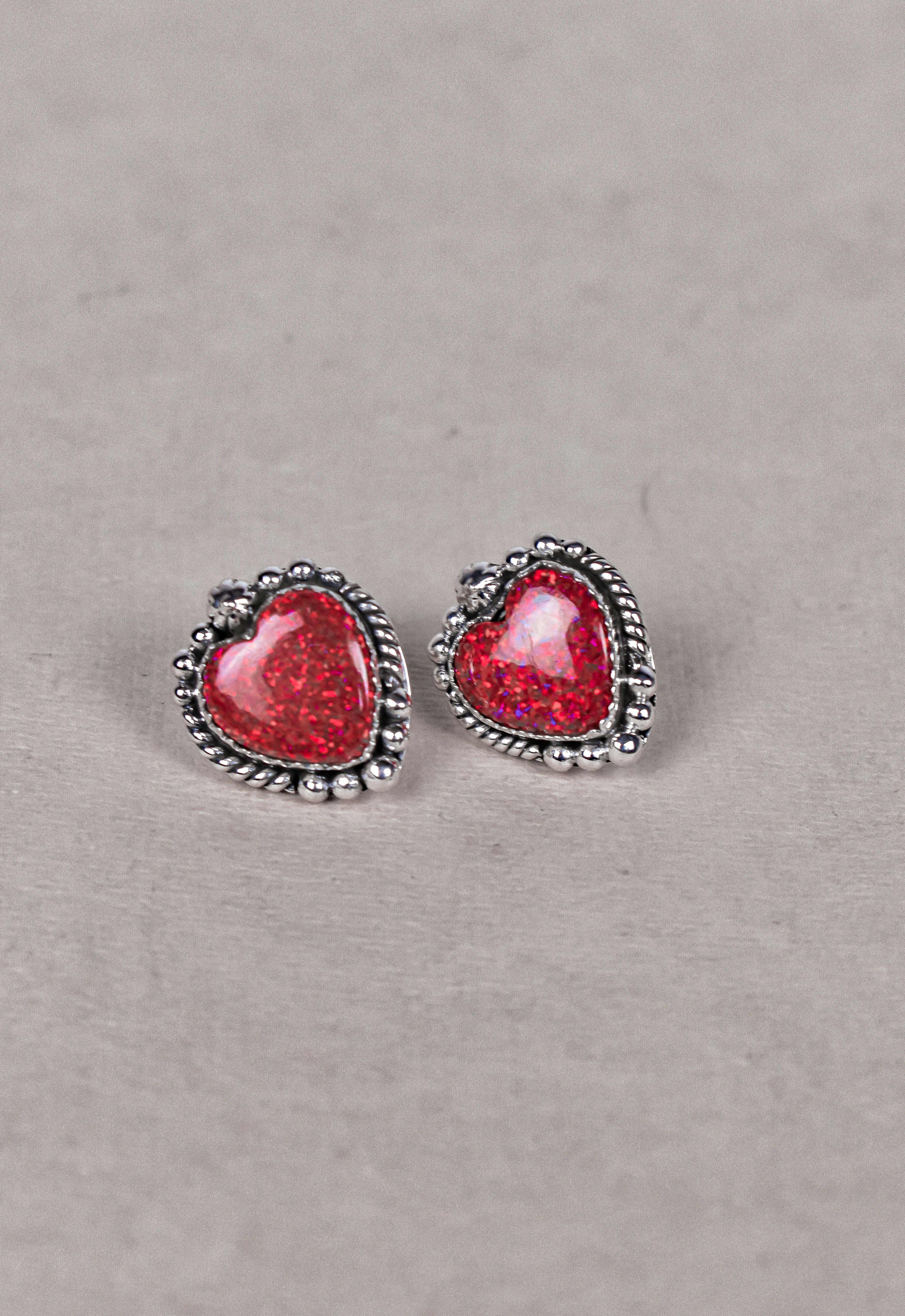 Heart Stone Earrings-Stud Earrings-Krush Kandy, Women's Online Fashion Boutique Located in Phoenix, Arizona (Scottsdale Area)