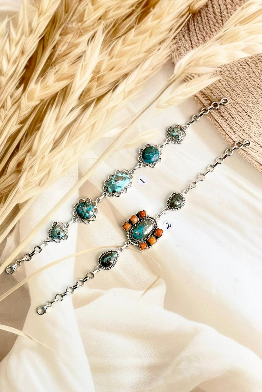 Persian Turquoise & Orange Mohave Bracelets-Bracelets-Krush Kandy, Women's Online Fashion Boutique Located in Phoenix, Arizona (Scottsdale Area)
