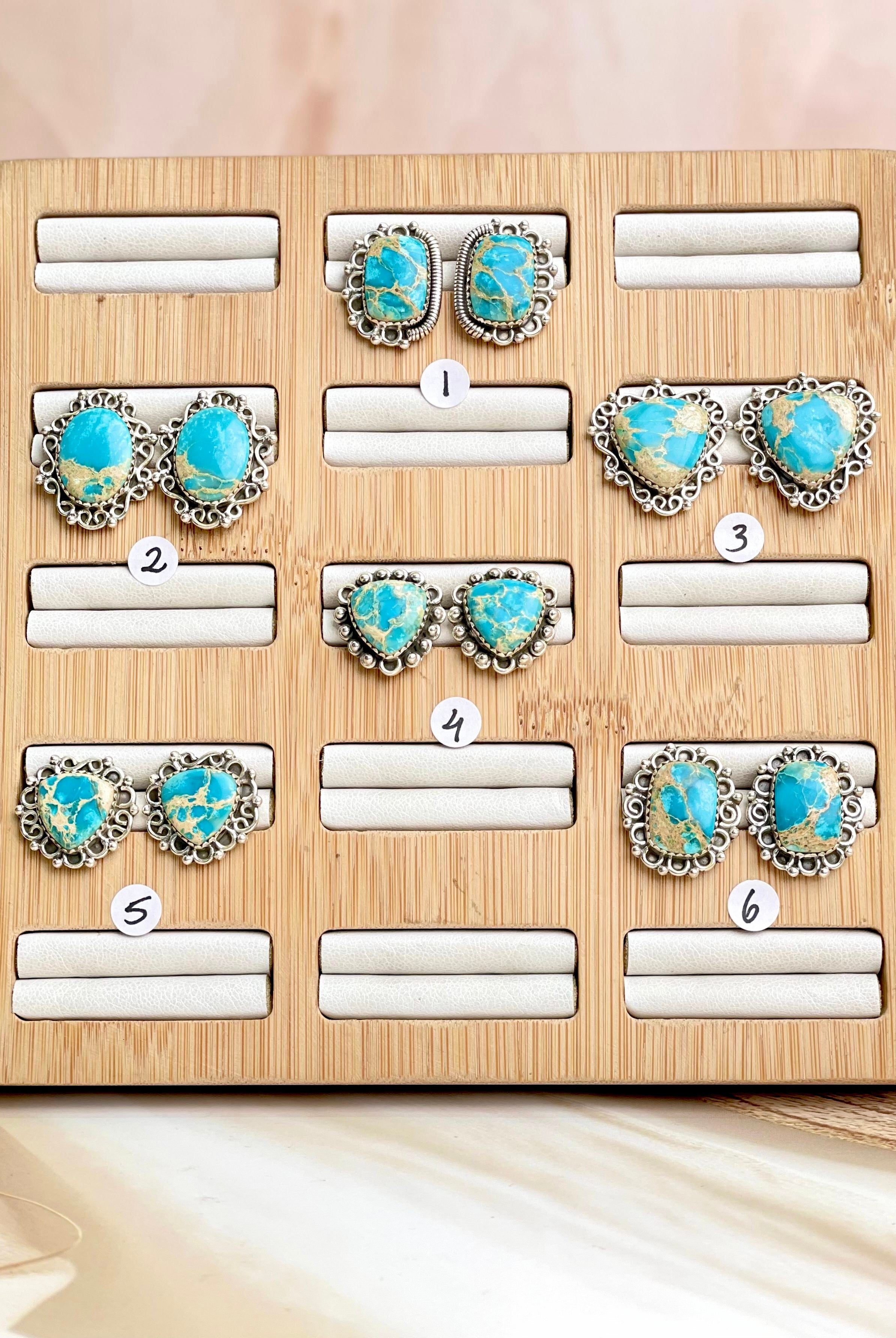 Desert Jasper Slab Stud Earrings-Earrings-Krush Kandy, Women's Online Fashion Boutique Located in Phoenix, Arizona (Scottsdale Area)