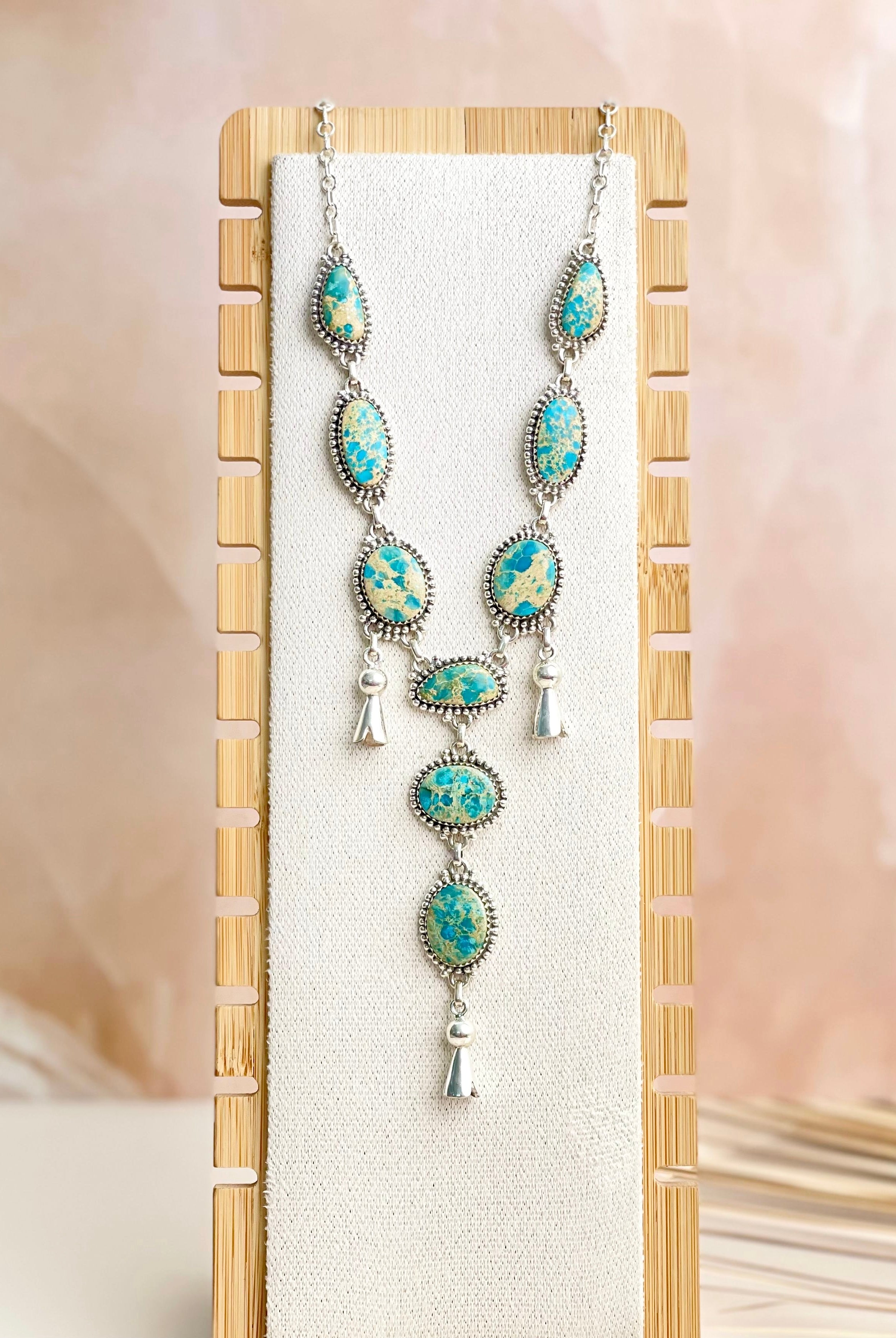 Sea Sediment Jasper Blossom Lariat Necklace-Necklaces-Krush Kandy, Women's Online Fashion Boutique Located in Phoenix, Arizona (Scottsdale Area)