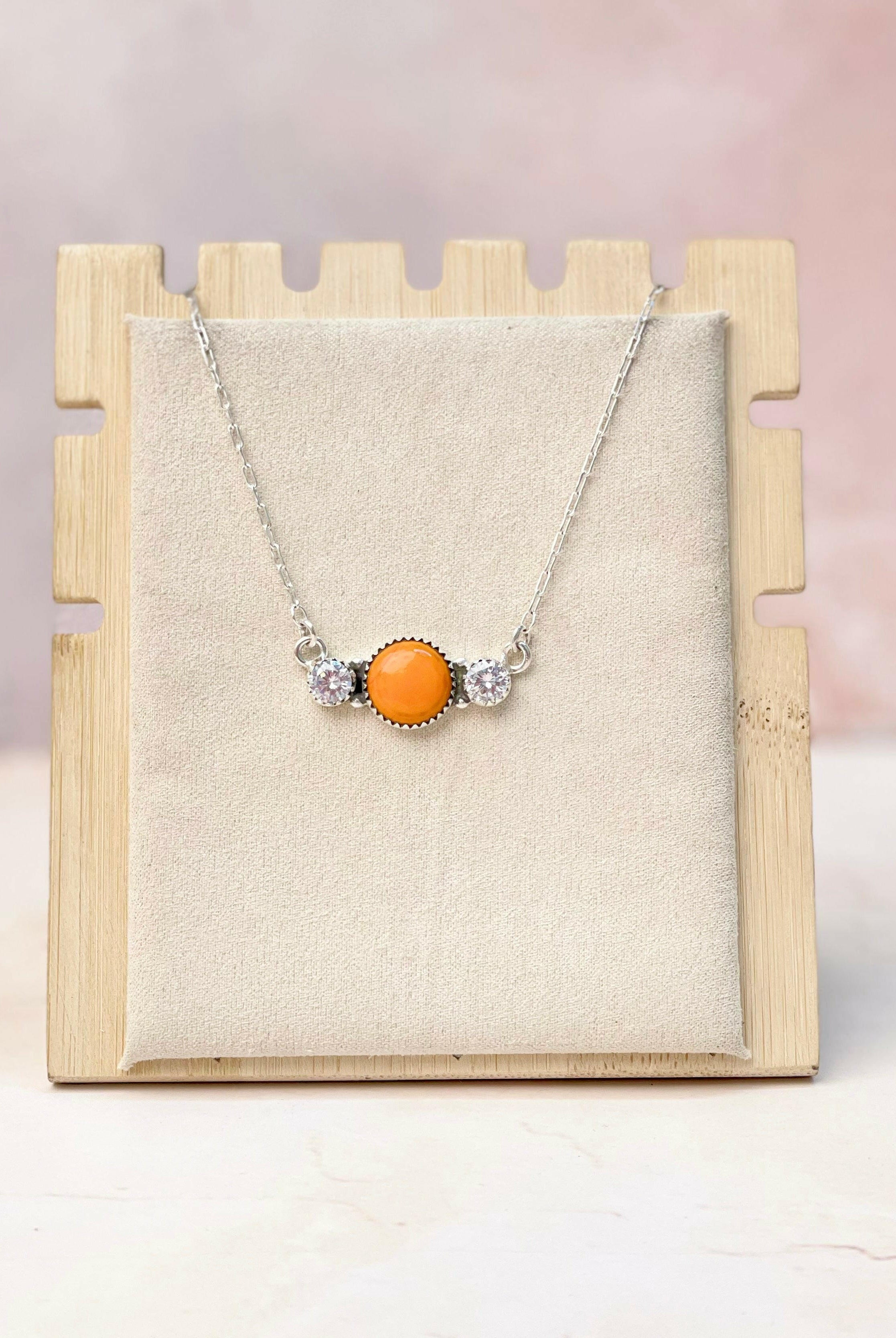 Tangerine Rosarita CZ Dainty Chain Necklace-Necklaces-Krush Kandy, Women's Online Fashion Boutique Located in Phoenix, Arizona (Scottsdale Area)