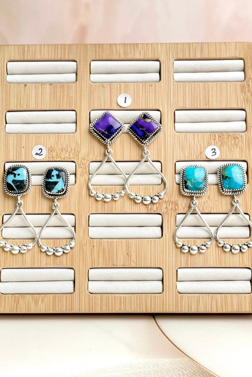 Multi Stone Pear Hoop Earrings sno 15-Earrings-Krush Kandy, Women's Online Fashion Boutique Located in Phoenix, Arizona (Scottsdale Area)