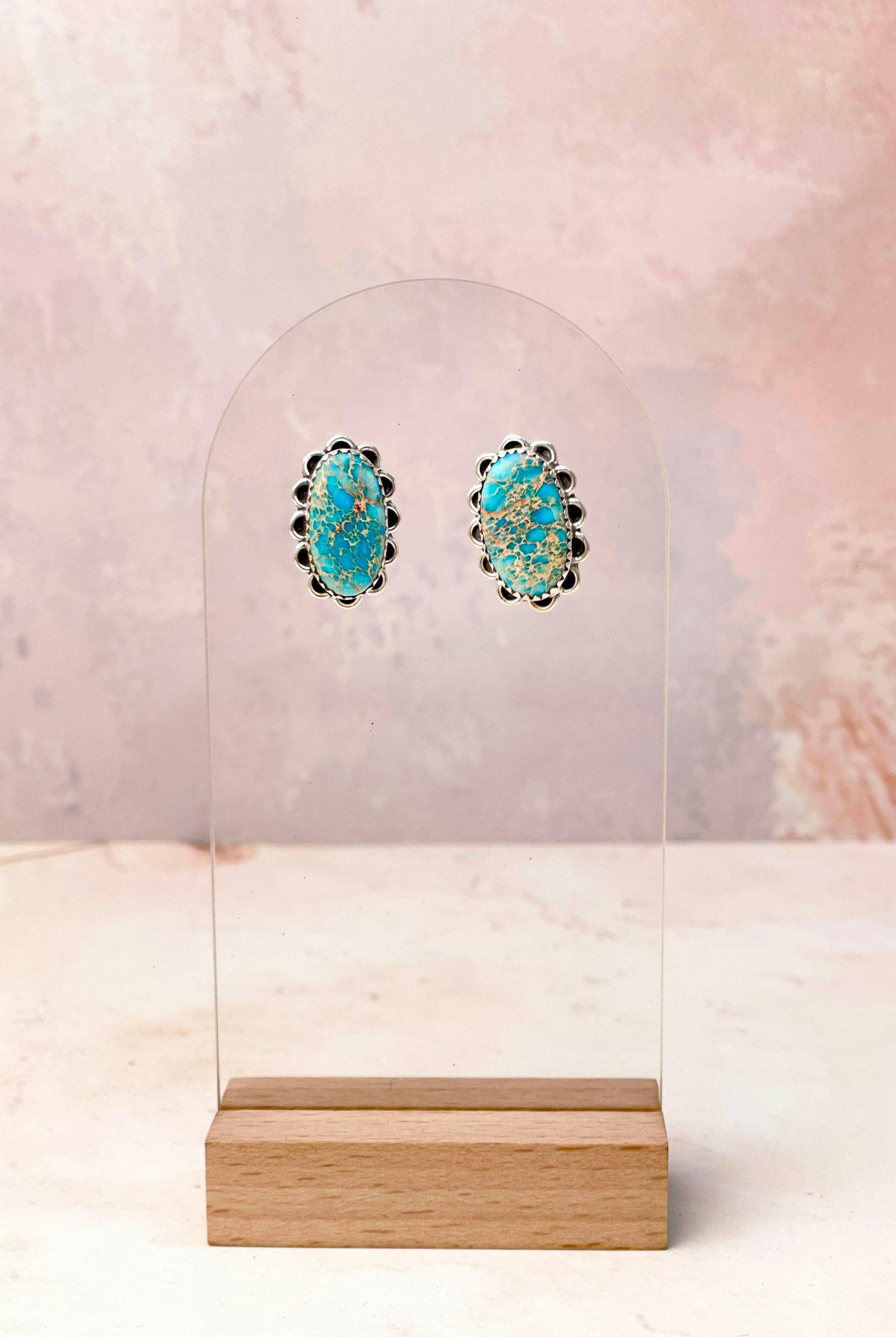 Desert Blue Jasper Slab Studs-Earrings-Krush Kandy, Women's Online Fashion Boutique Located in Phoenix, Arizona (Scottsdale Area)