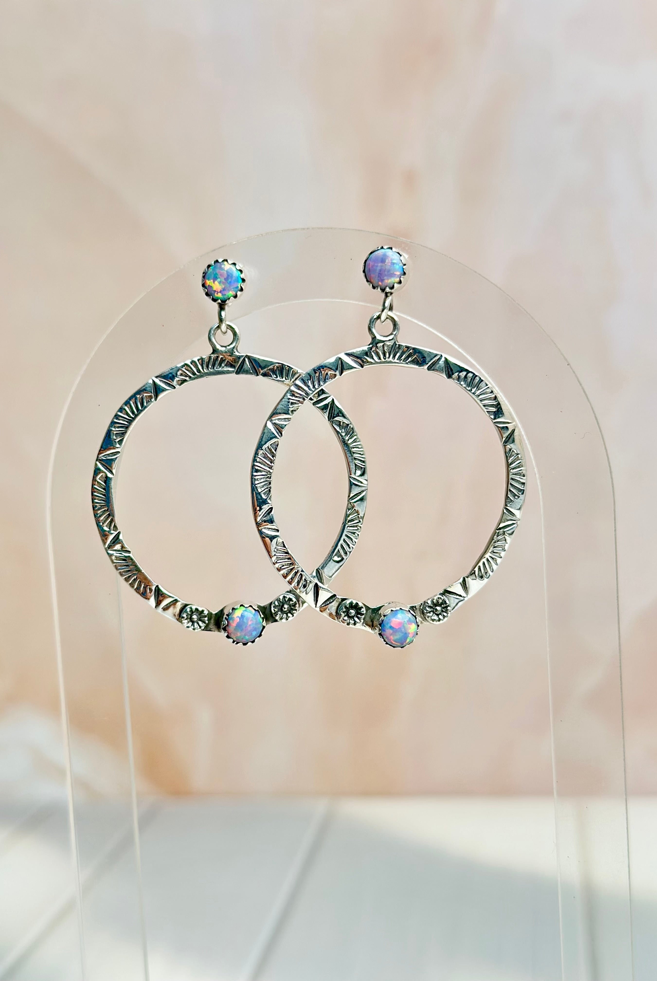 Boho Hoops Opal Earrings-Earrings-Krush Kandy, Women's Online Fashion Boutique Located in Phoenix, Arizona (Scottsdale Area)