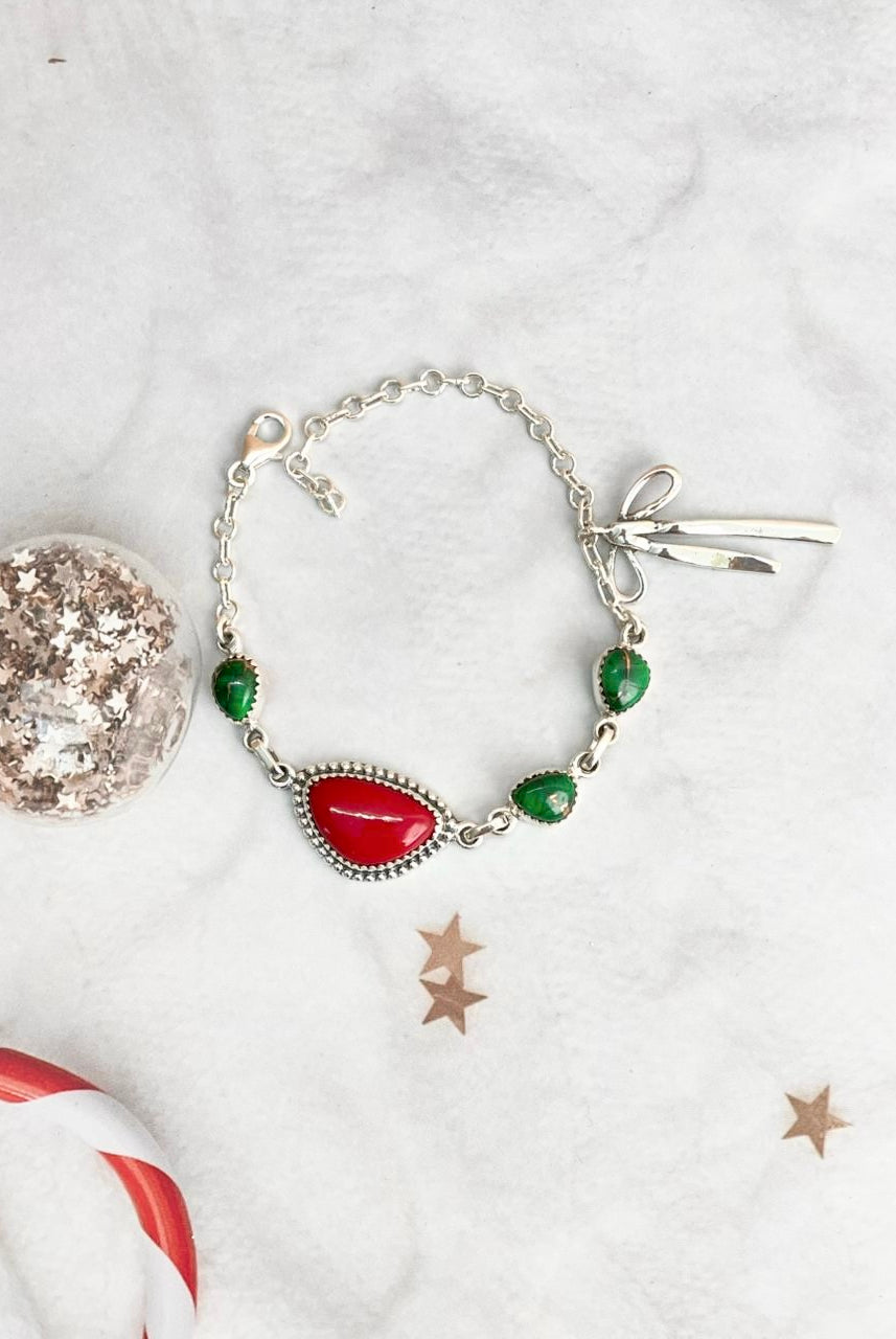 Christmas in Kandyland Bow Charm Bracelet-Bracelets-Krush Kandy, Women's Online Fashion Boutique Located in Phoenix, Arizona (Scottsdale Area)