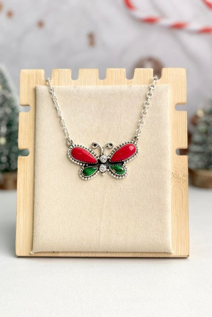 Holiday Butterfly Stone Necklace-Necklaces-Krush Kandy, Women's Online Fashion Boutique Located in Phoenix, Arizona (Scottsdale Area)