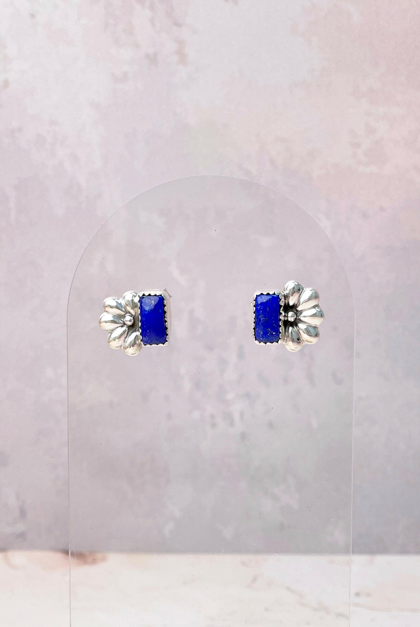 Boho Bar Studs with Delicate Half Daisy Accents-Earrings-Krush Kandy, Women's Online Fashion Boutique Located in Phoenix, Arizona (Scottsdale Area)
