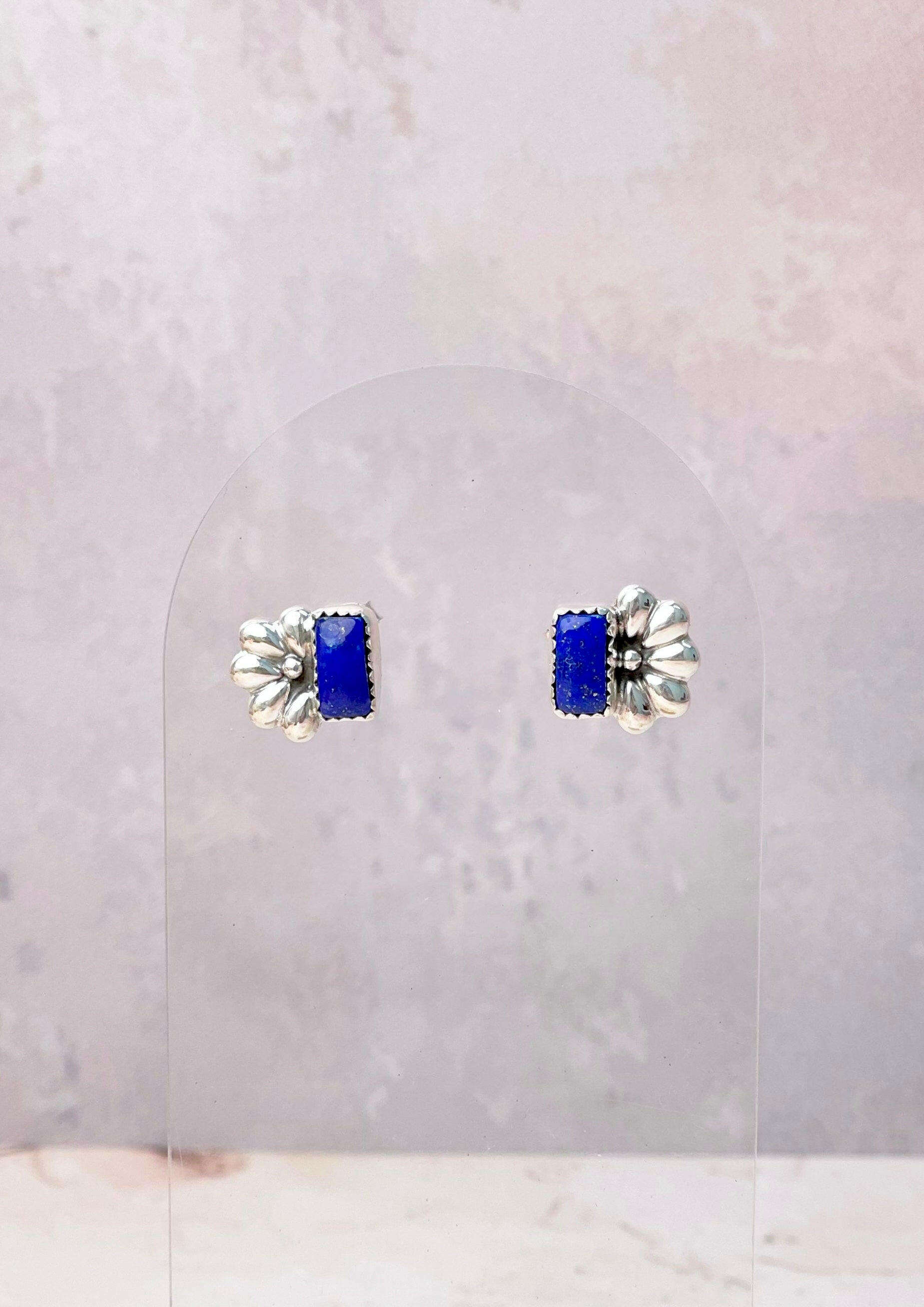 Boho Bar Studs with Delicate Half Daisy Accents-Earrings-Krush Kandy, Women's Online Fashion Boutique Located in Phoenix, Arizona (Scottsdale Area)