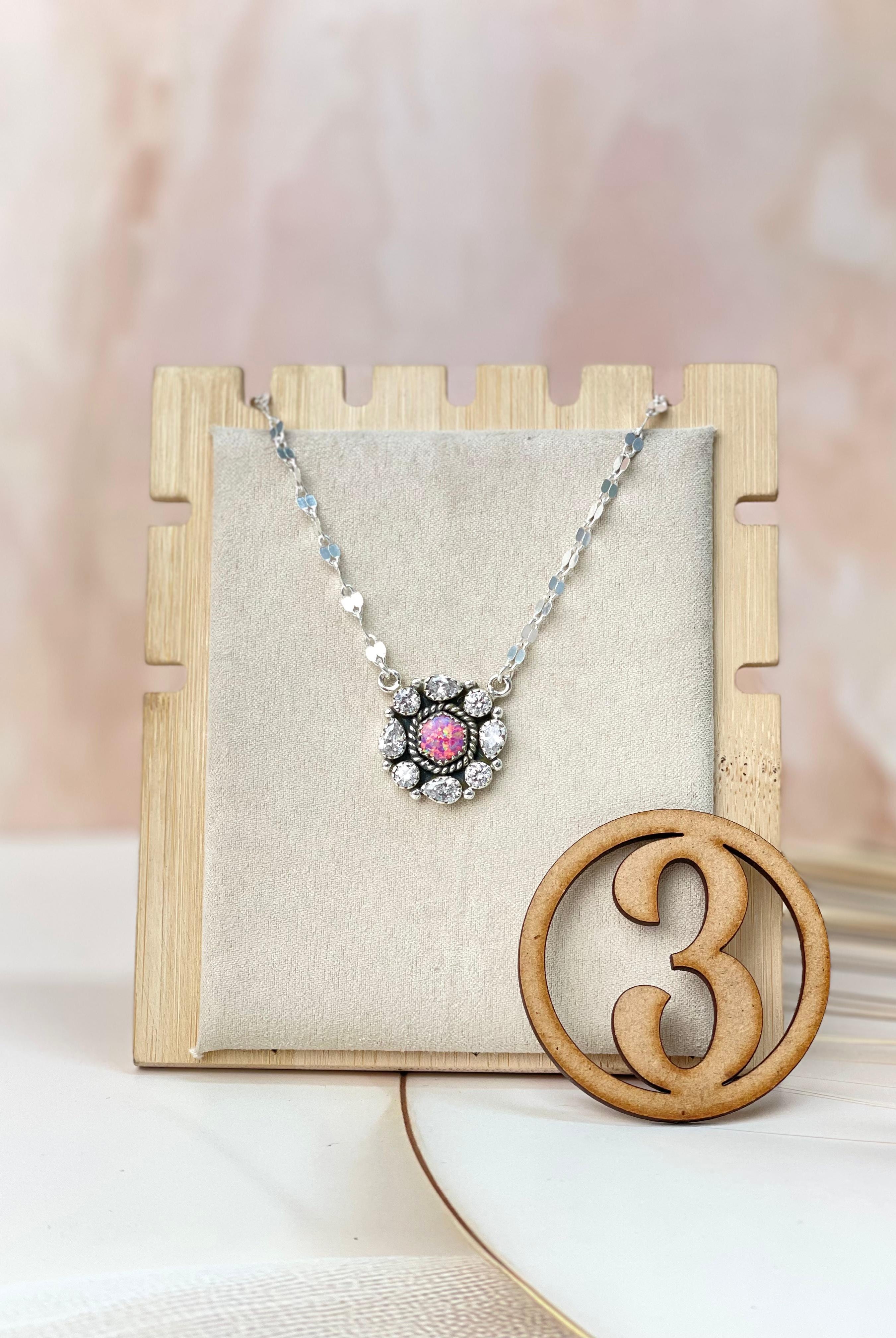 Crystals and Opal Necklace sno 44-Necklaces-Krush Kandy, Women's Online Fashion Boutique Located in Phoenix, Arizona (Scottsdale Area)