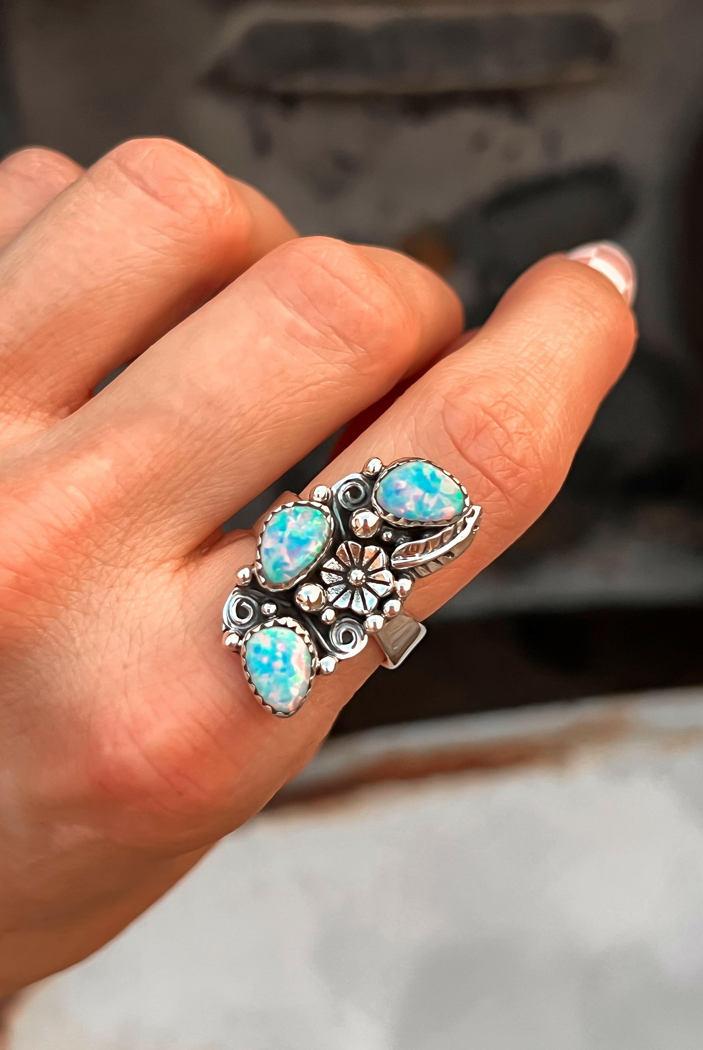 The Henley Triple Stone Flower Ring MADE TO ORDER-Cluster Rings-Krush Kandy, Women's Online Fashion Boutique Located in Phoenix, Arizona (Scottsdale Area)