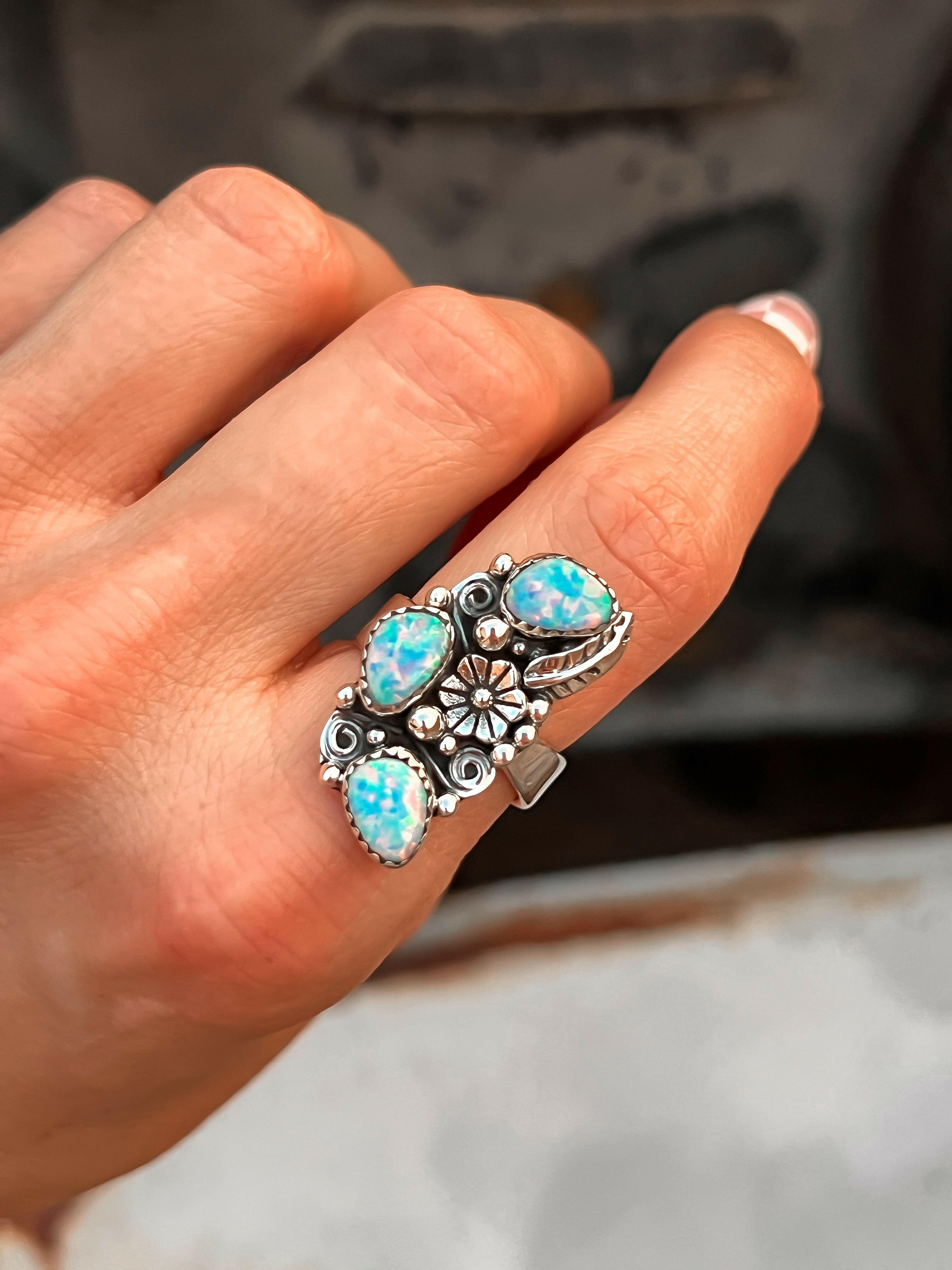 The Henley Triple Stone Flower Ring MADE TO ORDER-Cluster Rings-Krush Kandy, Women's Online Fashion Boutique Located in Phoenix, Arizona (Scottsdale Area)