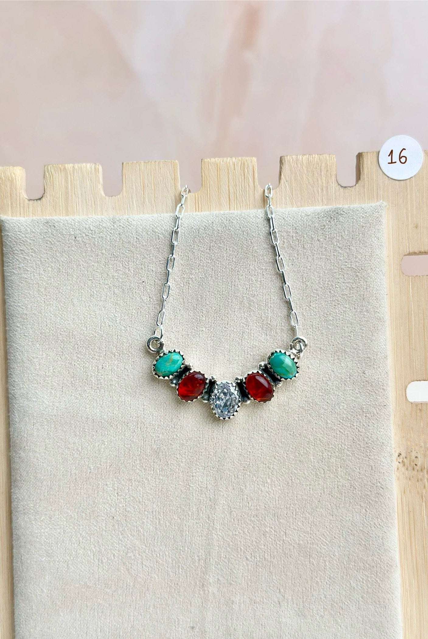 Amber, Turquoise & Crystal Dainty Necklace-Necklaces-Krush Kandy, Women's Online Fashion Boutique Located in Phoenix, Arizona (Scottsdale Area)