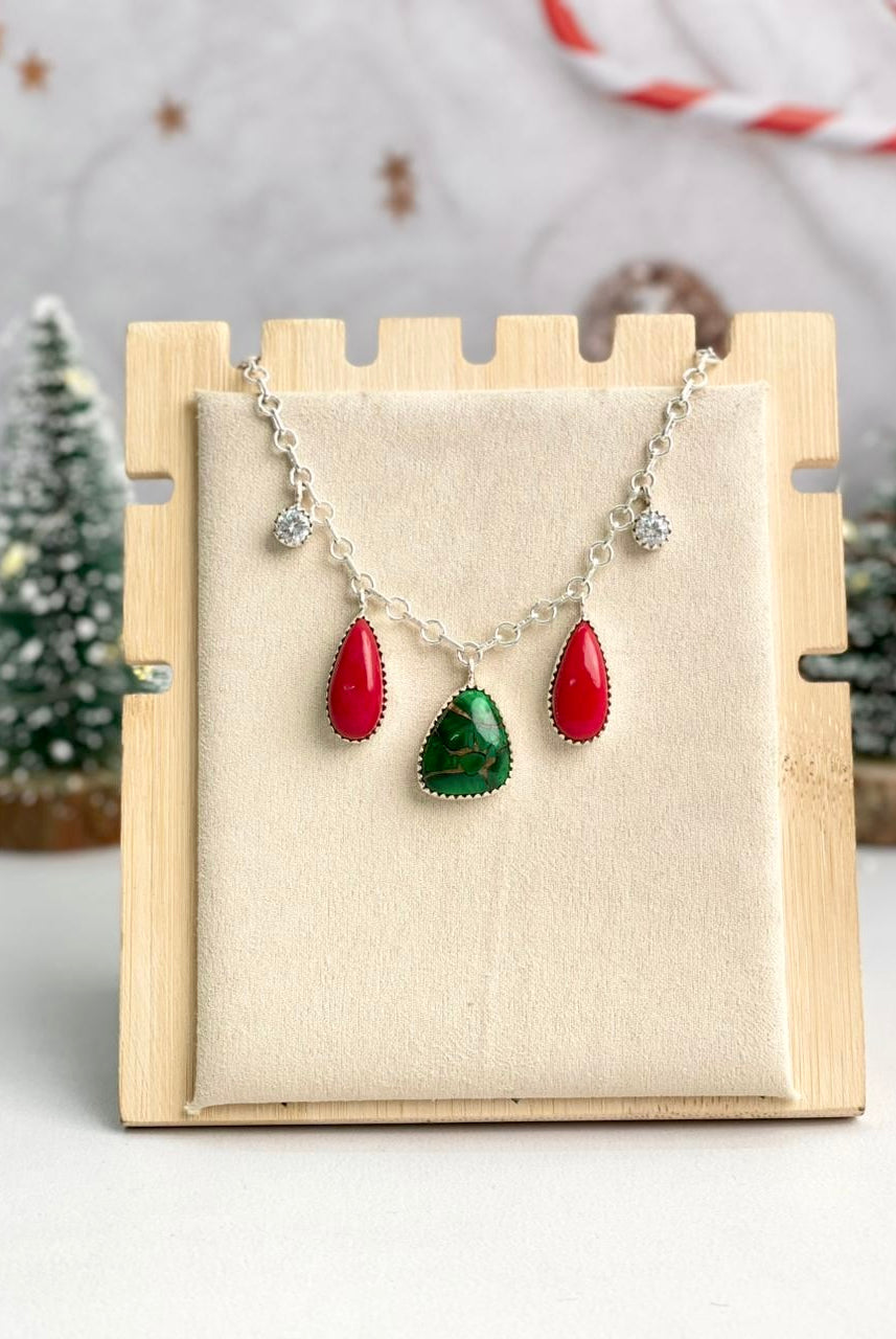 Christmas in Kandyland Stone Drop Necklace-Necklaces-Krush Kandy, Women's Online Fashion Boutique Located in Phoenix, Arizona (Scottsdale Area)