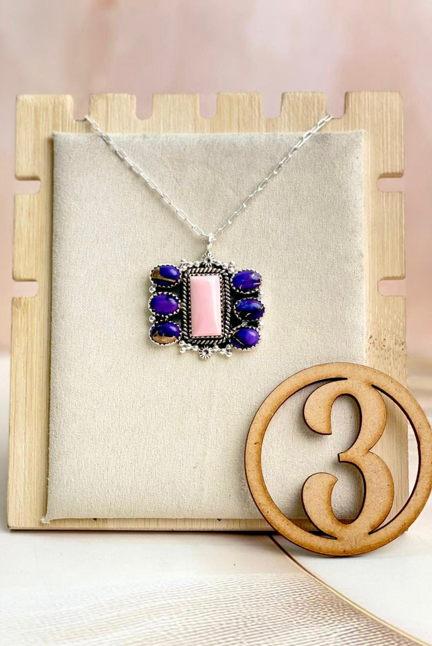 Pink Conch & Berry Dahlia Cluster Necklace-Necklaces-Krush Kandy, Women's Online Fashion Boutique Located in Phoenix, Arizona (Scottsdale Area)