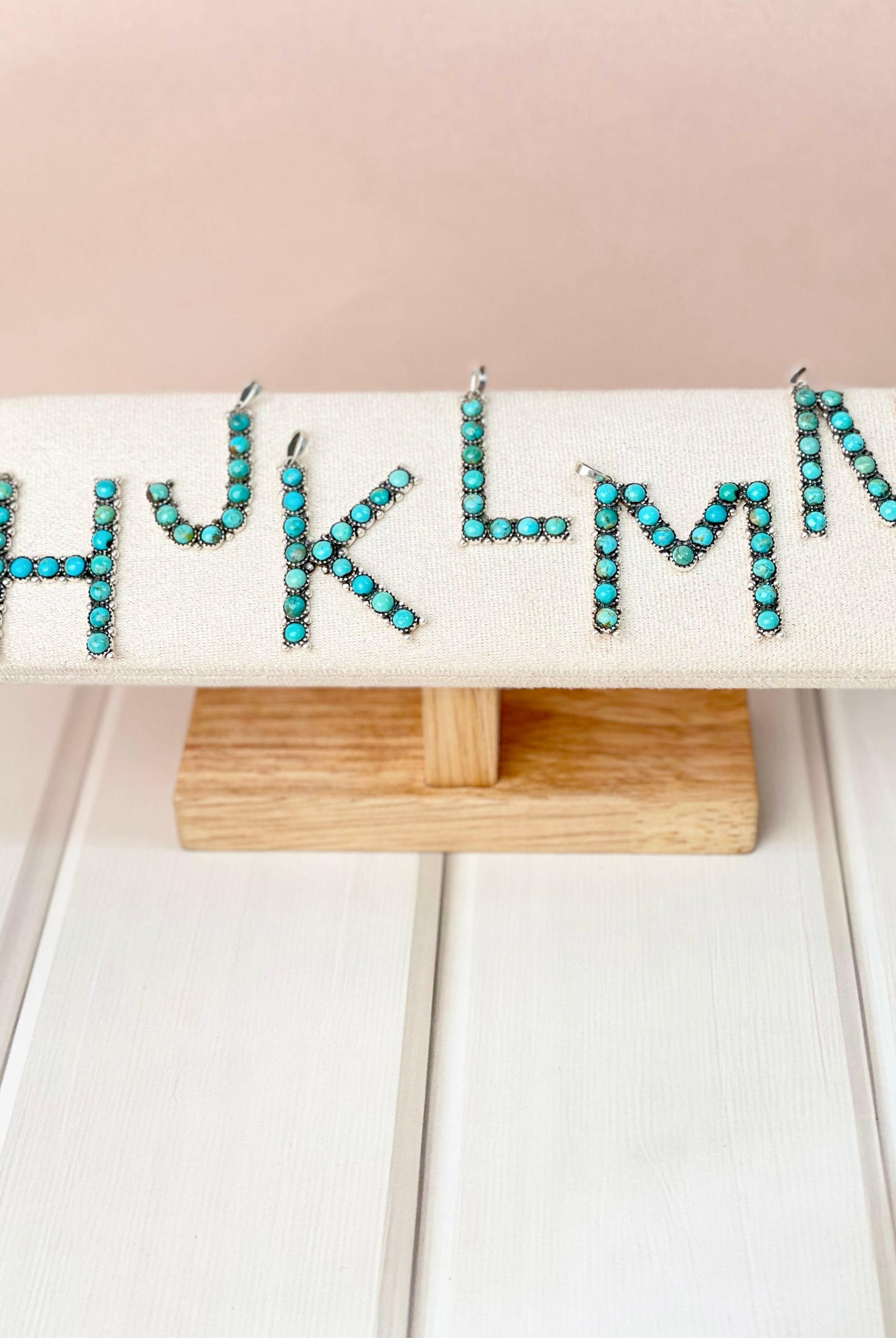 Turquoise Sterling Silver Personalized Initial Pendant-Pendant Necklaces-Krush Kandy, Women's Online Fashion Boutique Located in Phoenix, Arizona (Scottsdale Area)