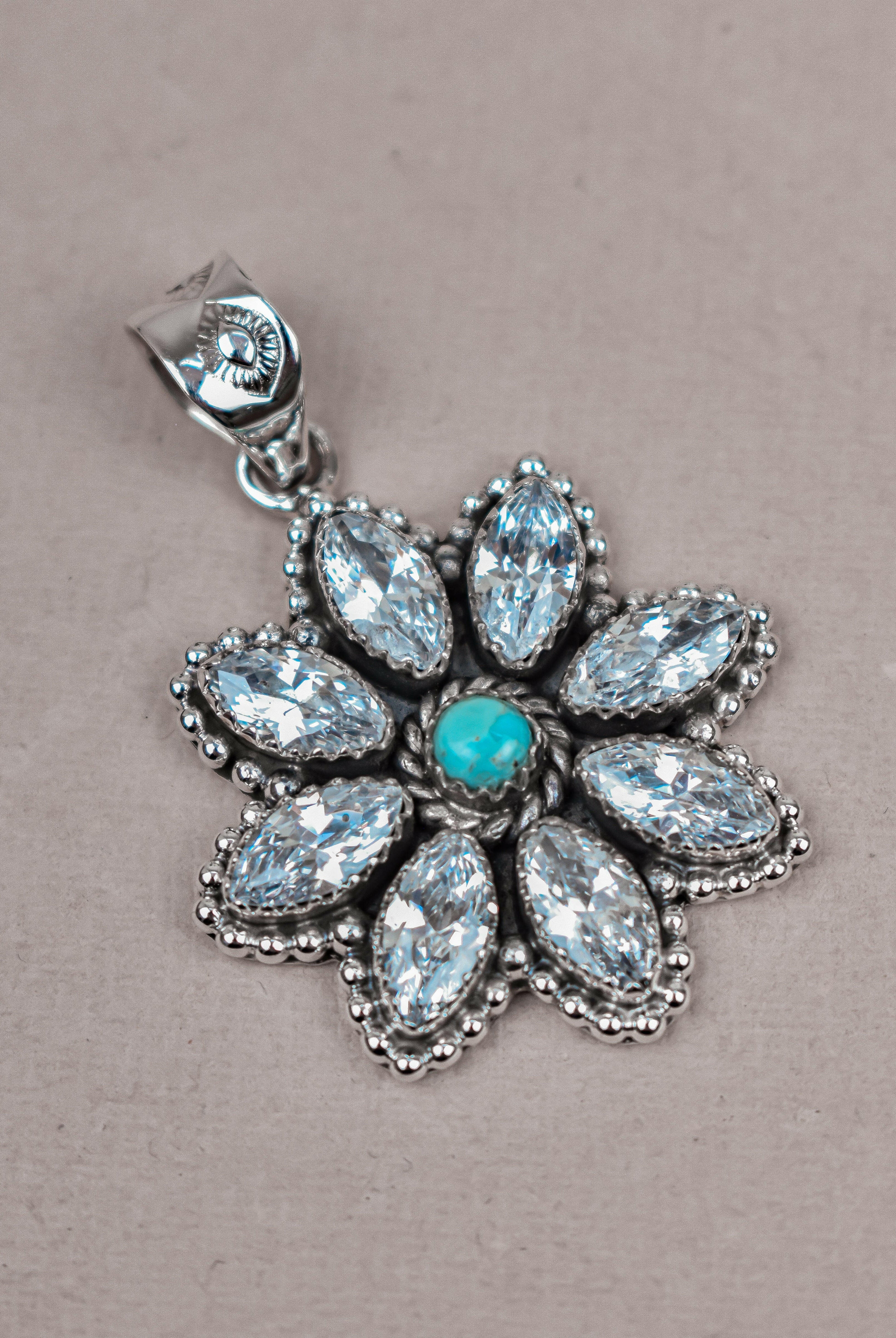 Silver Blossom Gem Pendant-Pendant Necklaces-Krush Kandy, Women's Online Fashion Boutique Located in Phoenix, Arizona (Scottsdale Area)
