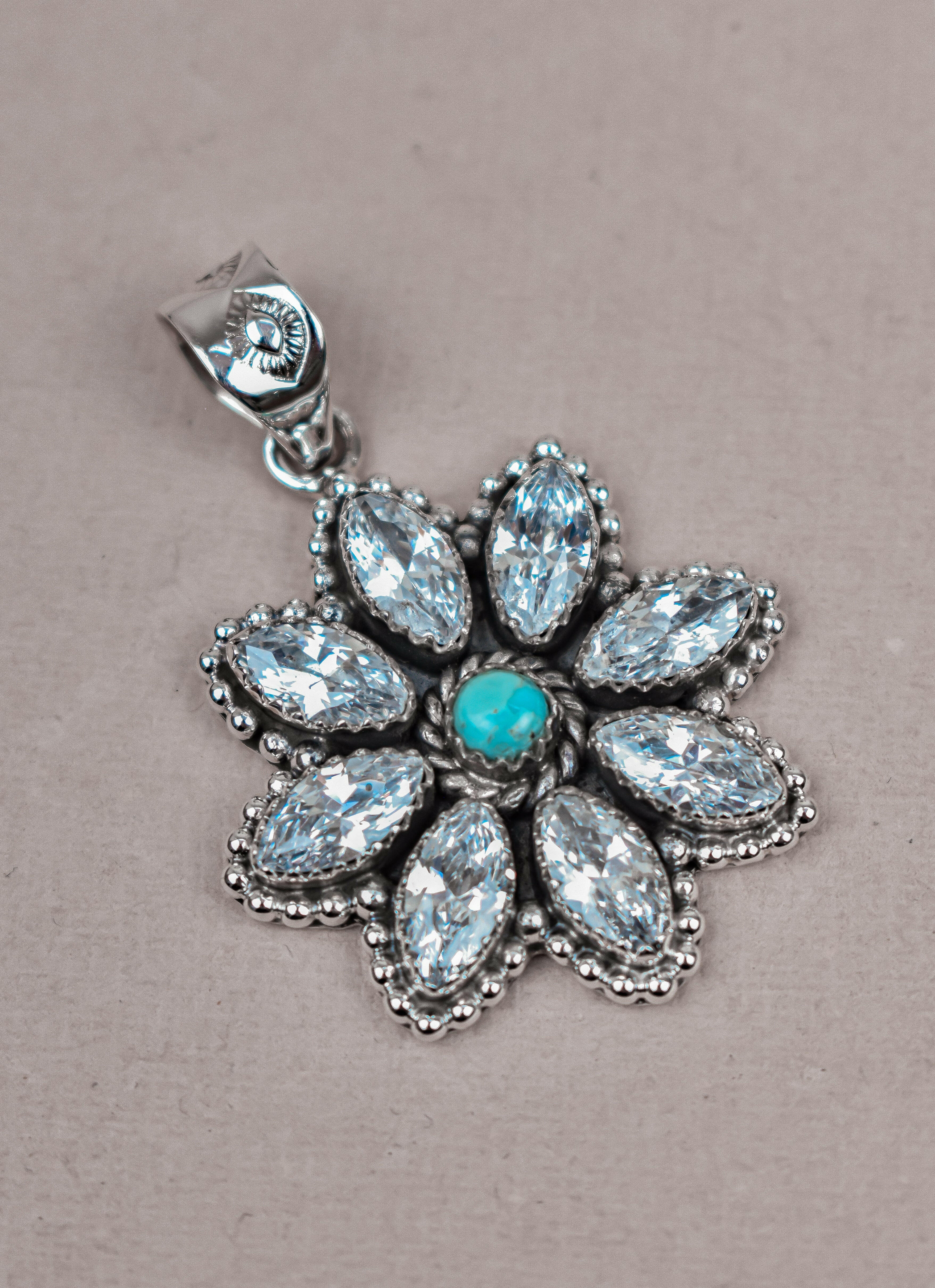 Silver Blossom Gem Pendant-Pendant Necklaces-Krush Kandy, Women's Online Fashion Boutique Located in Phoenix, Arizona (Scottsdale Area)