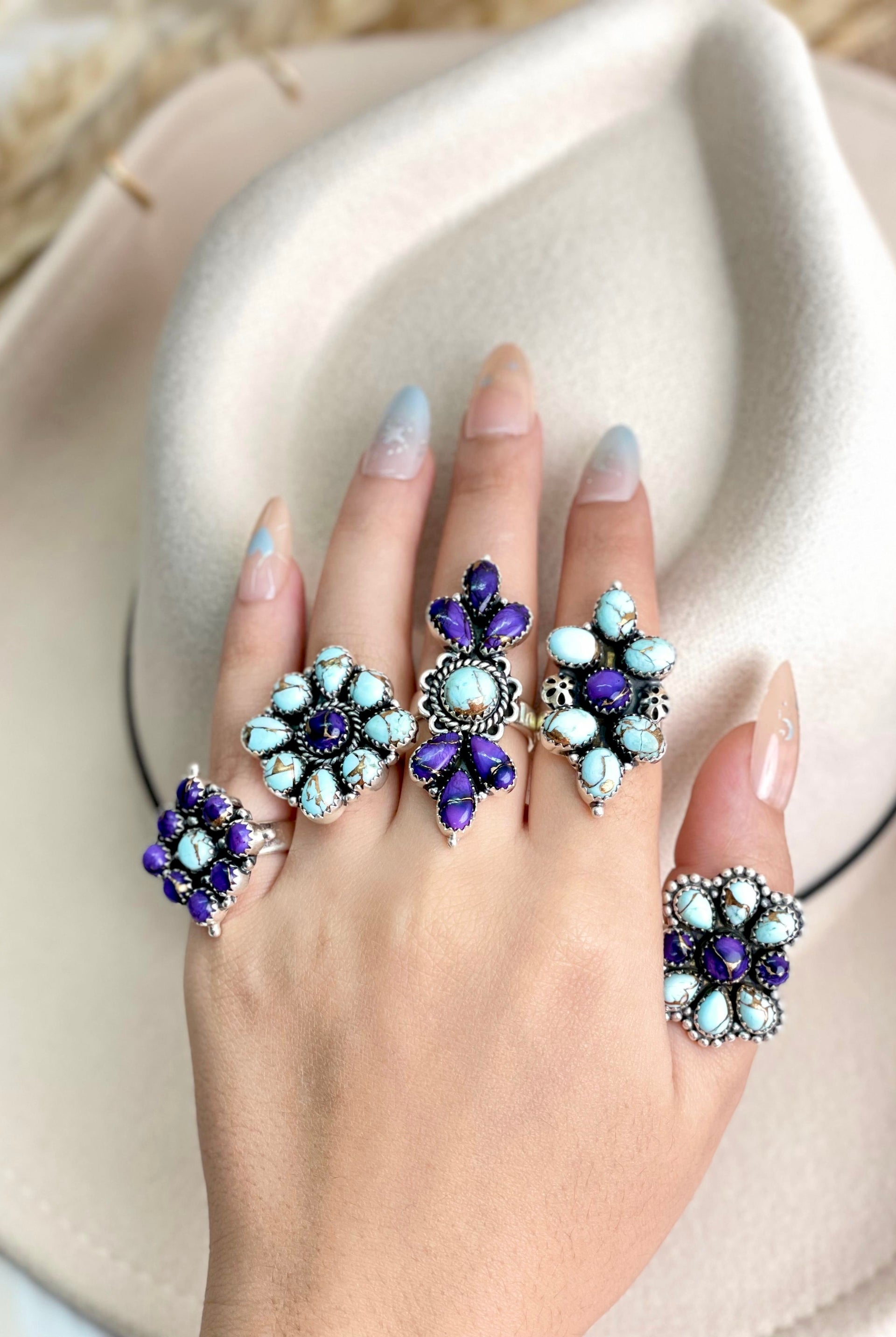 Perfect Touch Multi Dahlia Ring Clusters-Rings-Krush Kandy, Women's Online Fashion Boutique Located in Phoenix, Arizona (Scottsdale Area)