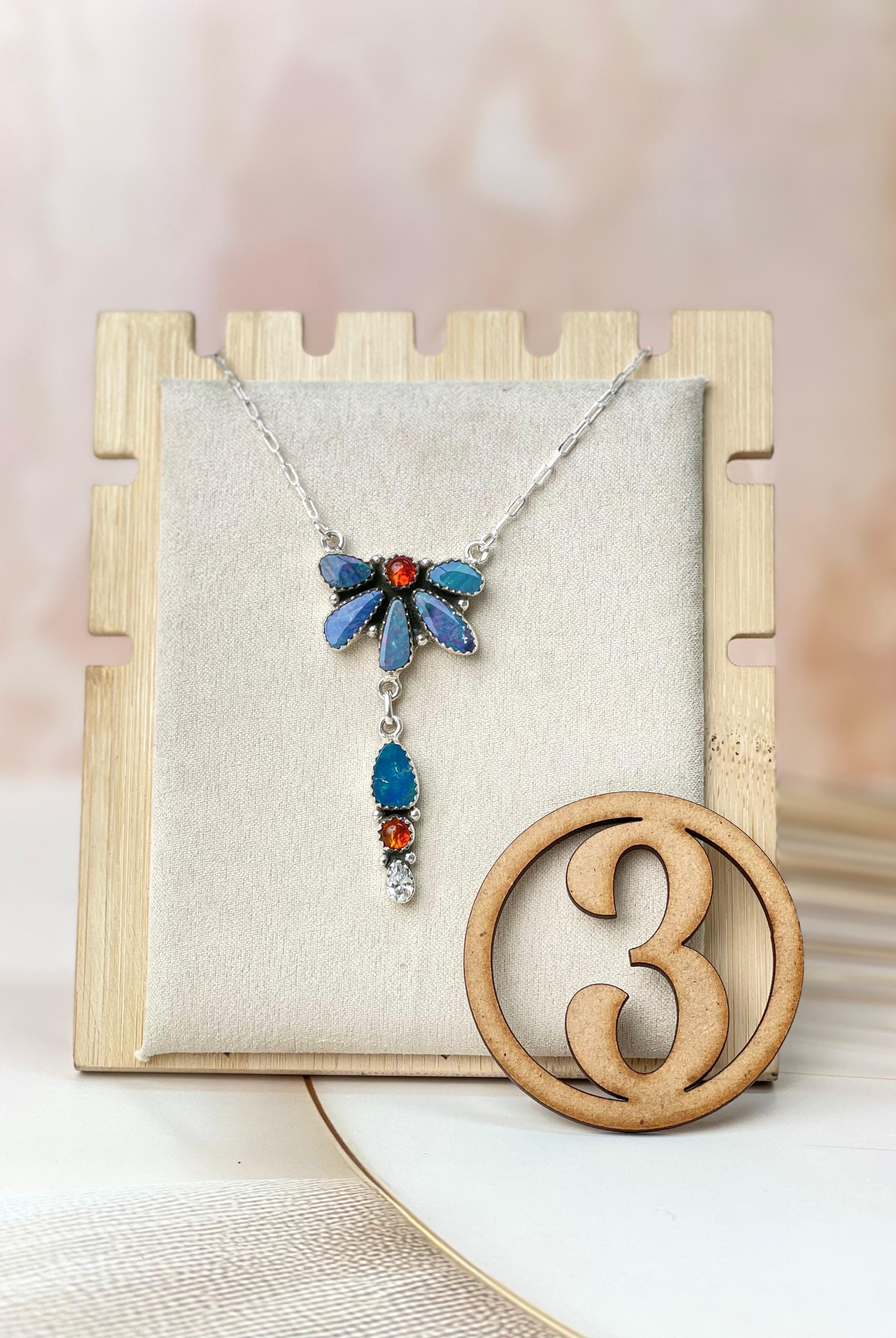 Australian Opal & Amber Necklace sno 53-Necklaces-Krush Kandy, Women's Online Fashion Boutique Located in Phoenix, Arizona (Scottsdale Area)