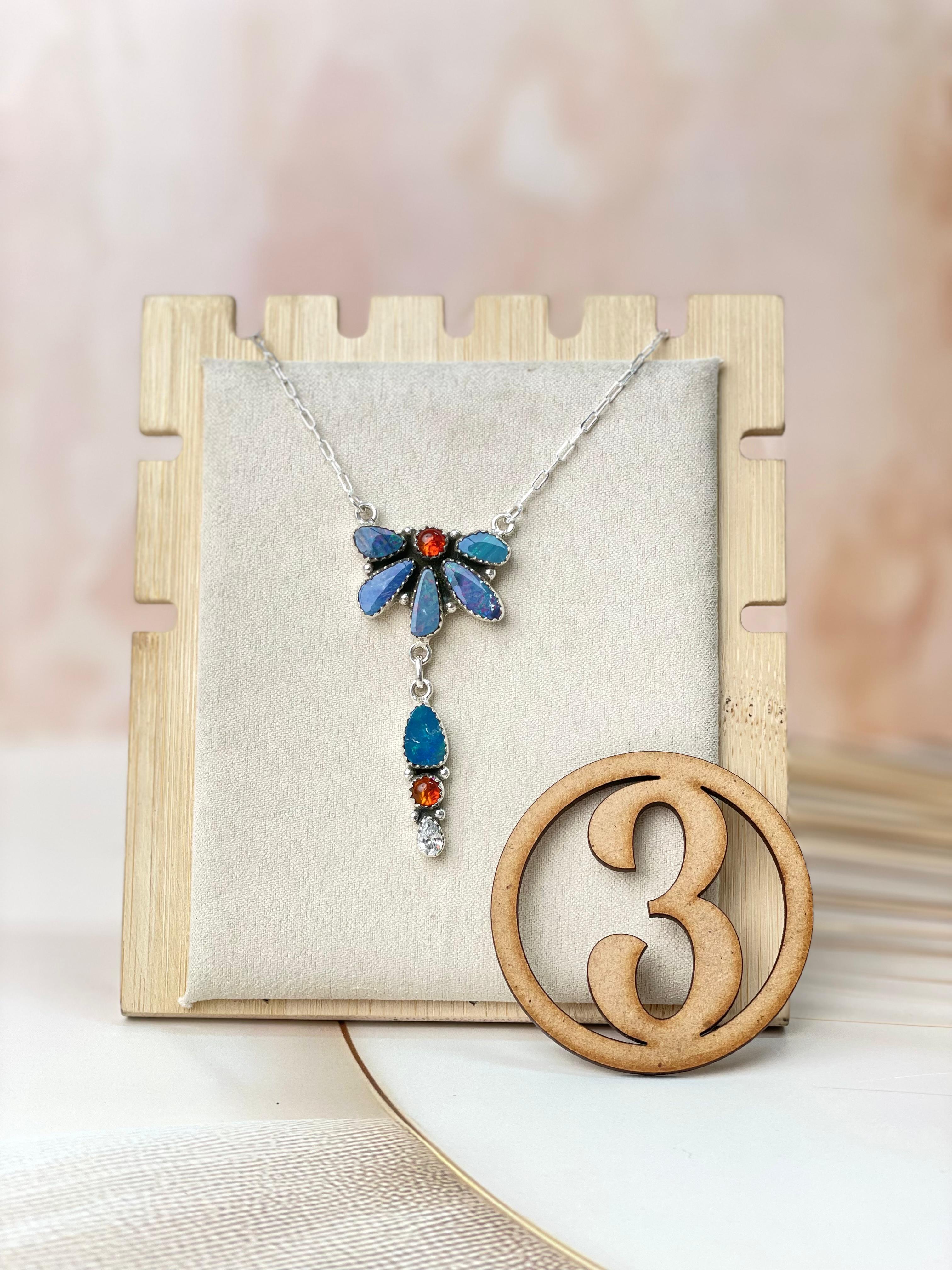 Australian Opal & Amber Necklace sno 53-Necklaces-Krush Kandy, Women's Online Fashion Boutique Located in Phoenix, Arizona (Scottsdale Area)