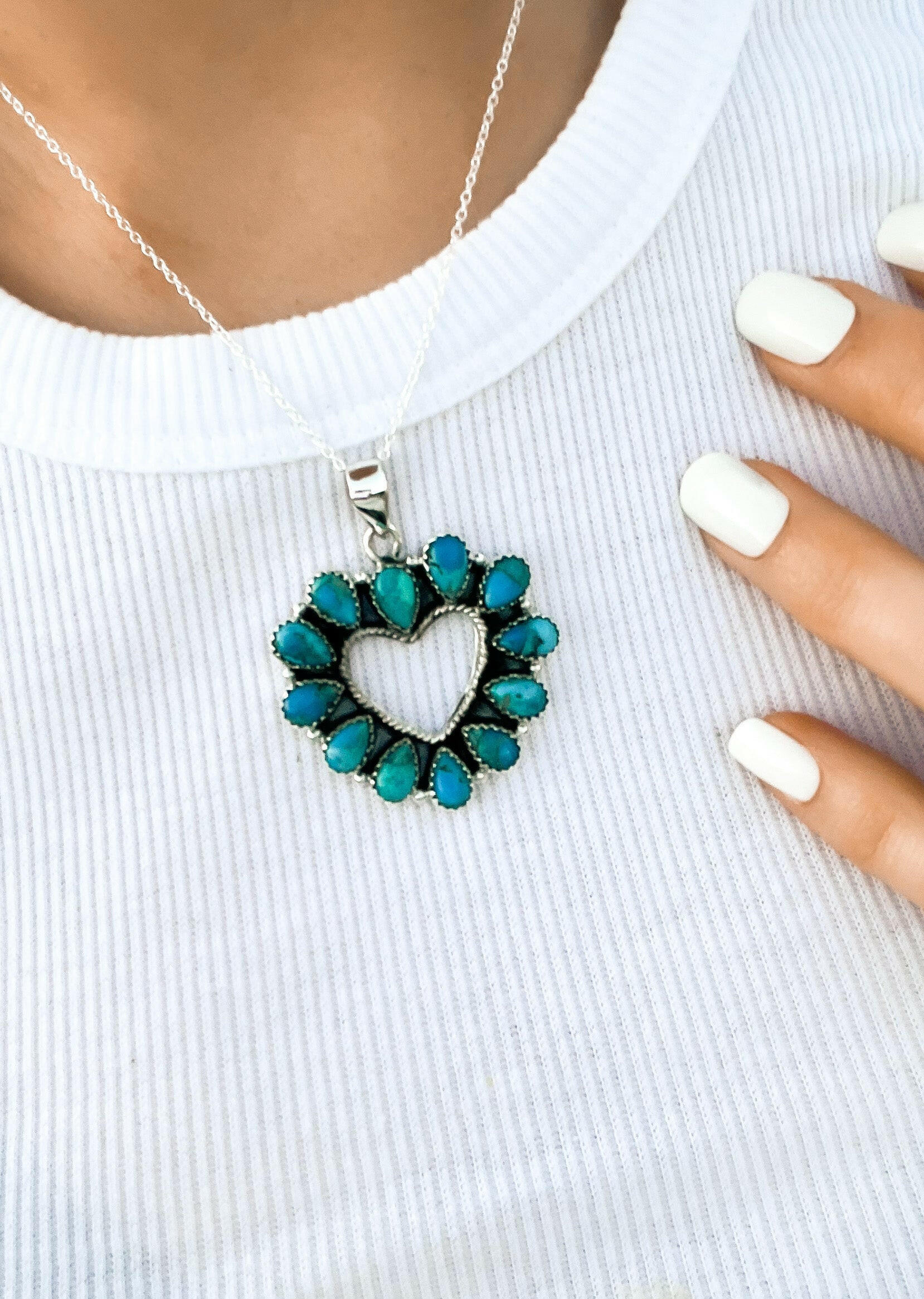 Heart Stone Necklace & Earrings MADE TO ORDER-Squash Blossom Necklaces-Krush Kandy, Women's Online Fashion Boutique Located in Phoenix, Arizona (Scottsdale Area)