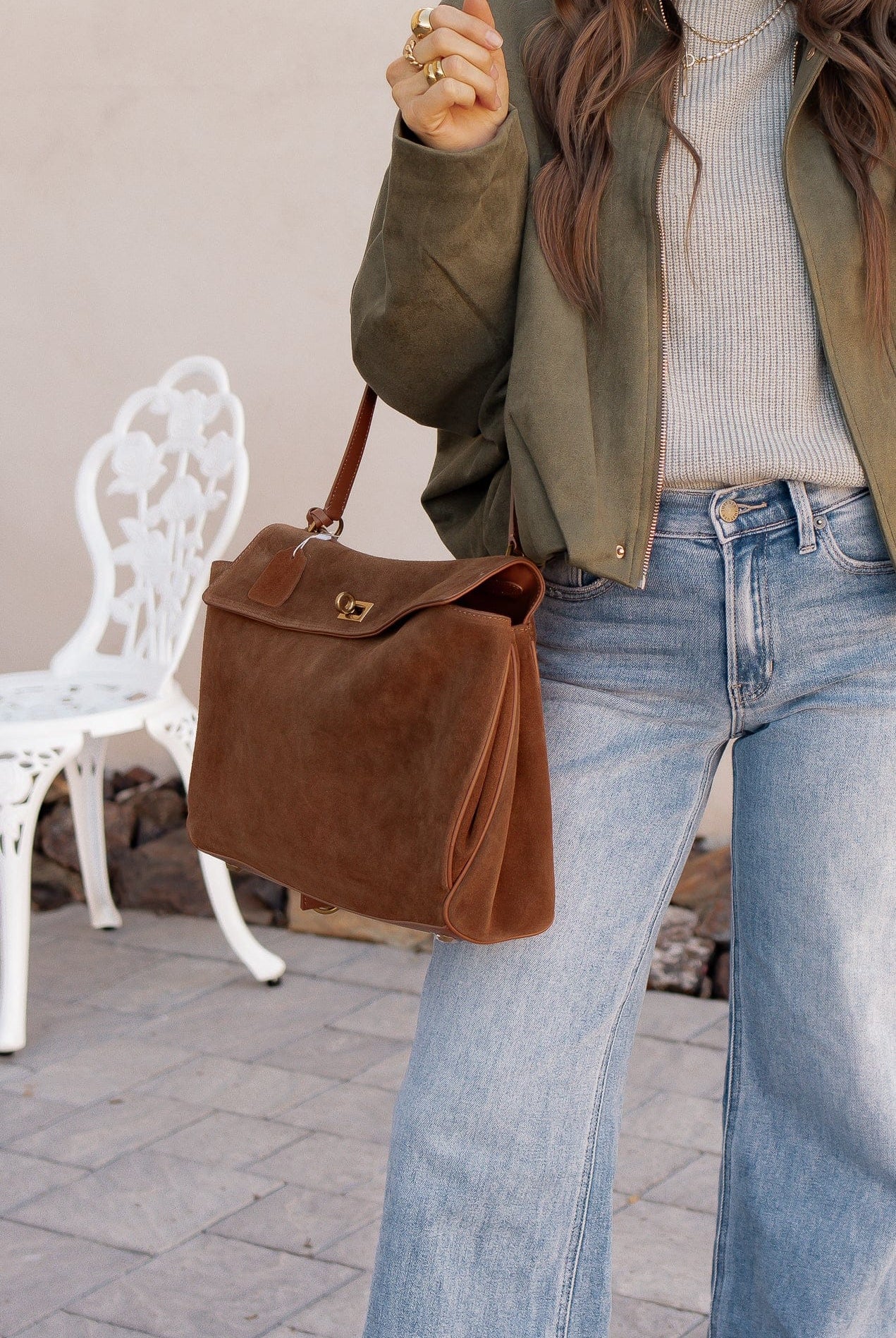 Genuine Suede Turn-Lock Satchel-handbags-Krush Kandy, Women's Online Fashion Boutique Located in Phoenix, Arizona (Scottsdale Area)