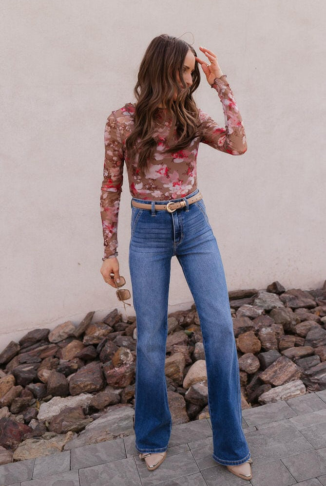 Bloom in Style: Floral Mesh Top-Long Sleeve Tops-Krush Kandy, Women's Online Fashion Boutique Located in Phoenix, Arizona (Scottsdale Area)