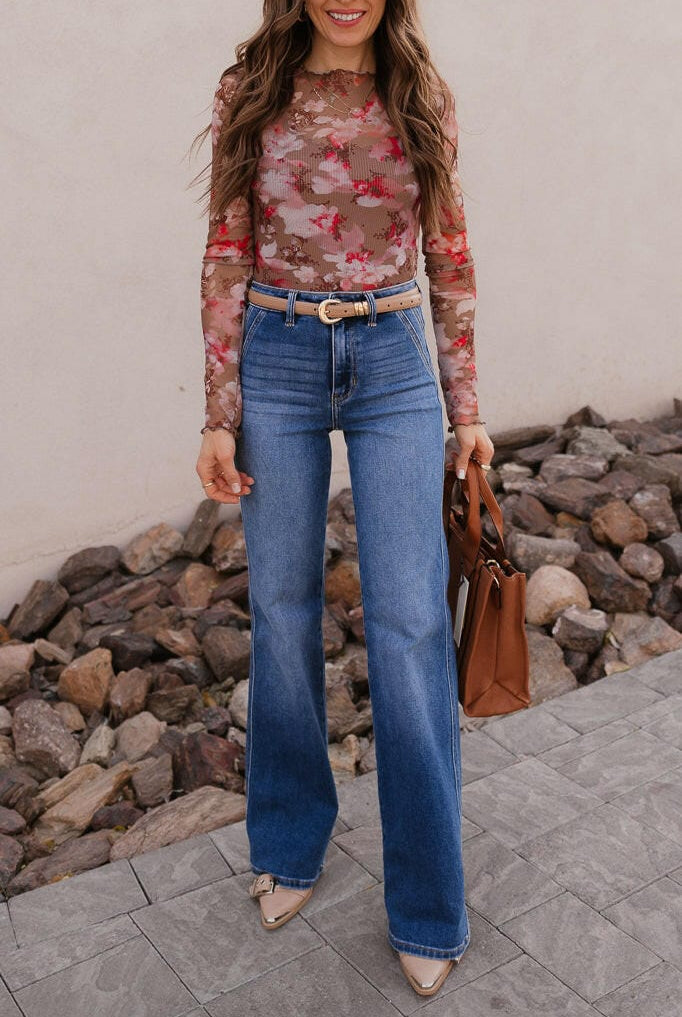 Dusk to Dawn Gradient Wide Leg Kancan Jeans-Jeans-Krush Kandy, Women's Online Fashion Boutique Located in Phoenix, Arizona (Scottsdale Area)