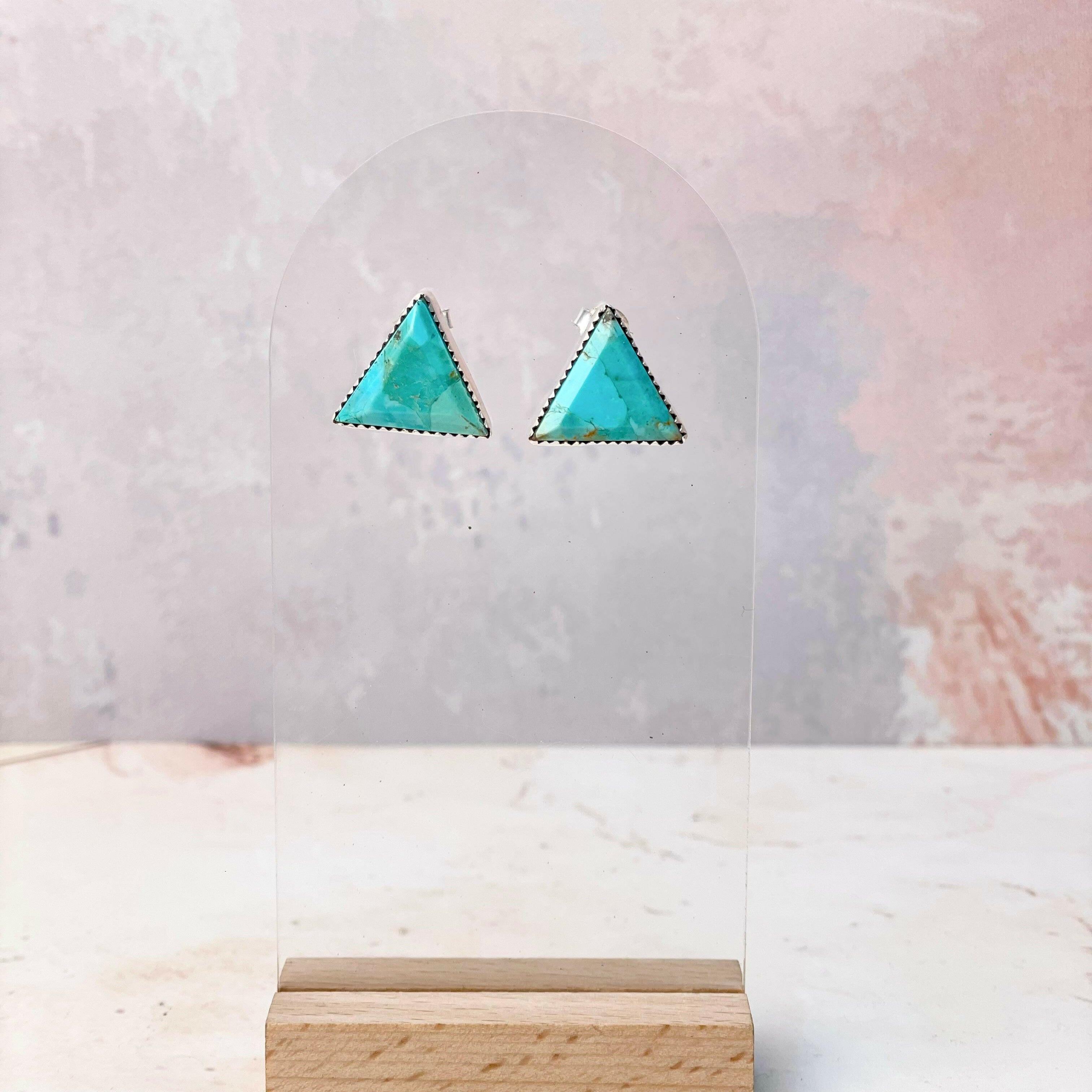 Tiffany's Triangle Single Stone Studs-Earrings-Krush Kandy, Women's Online Fashion Boutique Located in Phoenix, Arizona (Scottsdale Area)